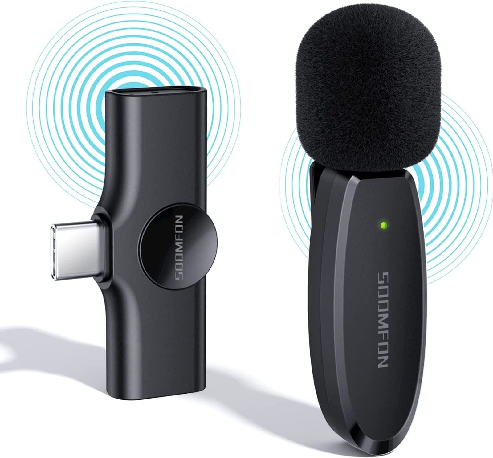 Lavalier Mikrofon Wireless - SOOMFON Drahtloses Mini Mikrofon USB C Kabellos