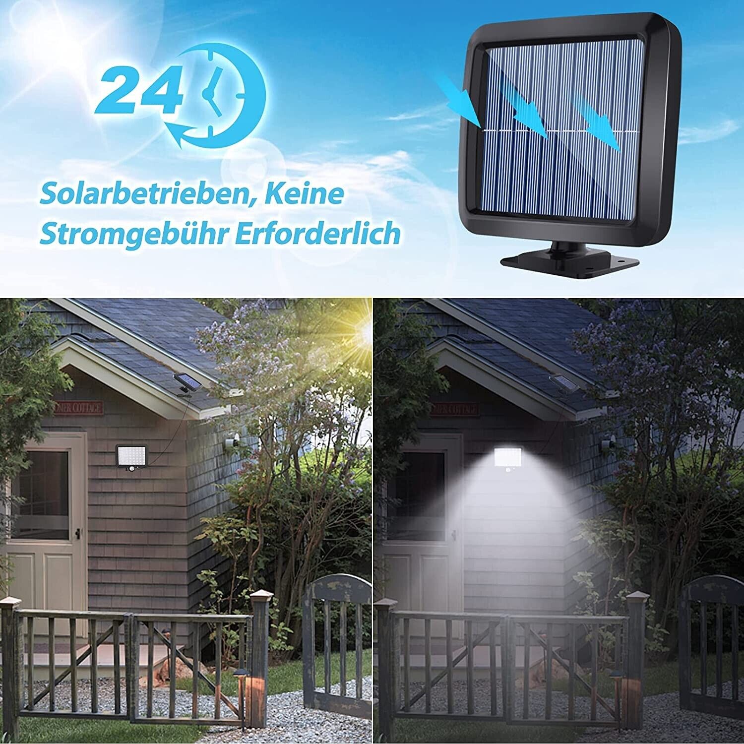 Solarlampen für Außen, 56 LED Solarleuchten mit Bewegungsmelder, IP65 Wasserdich