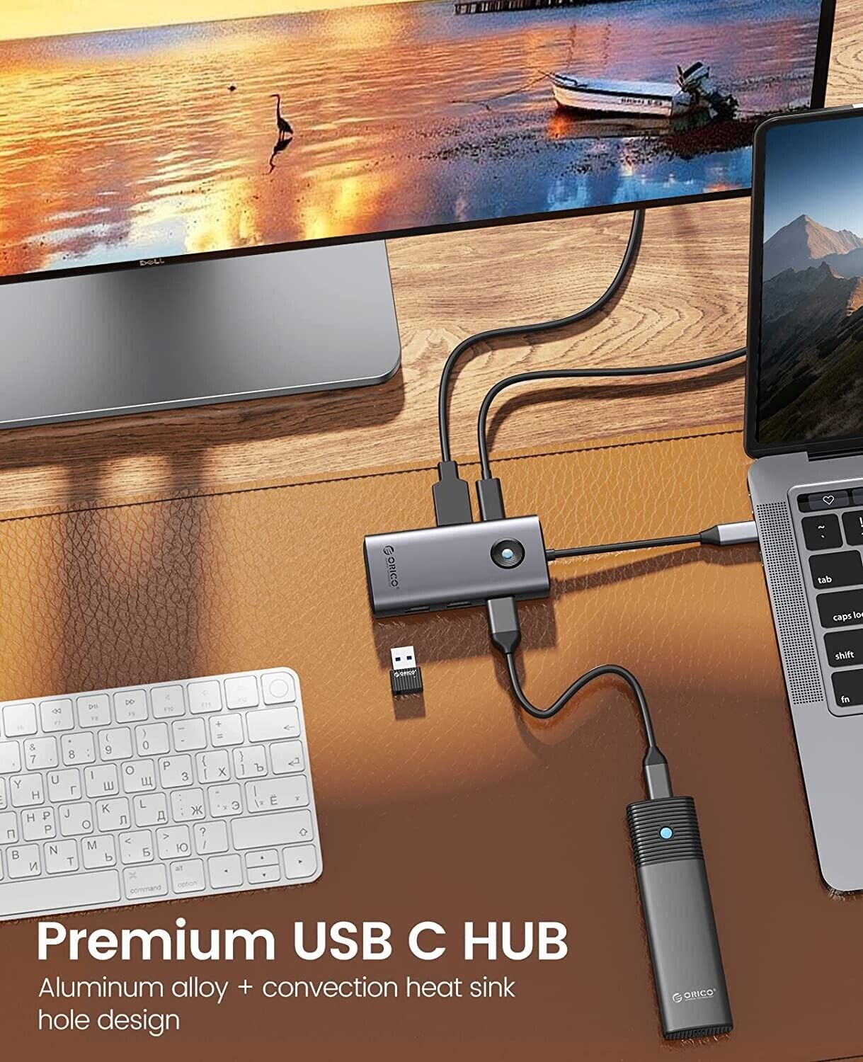 USB C Hub, ORICO 5 in 1 USB C Docking Station mit 4K HDMI, PD 60W, USB 3.0