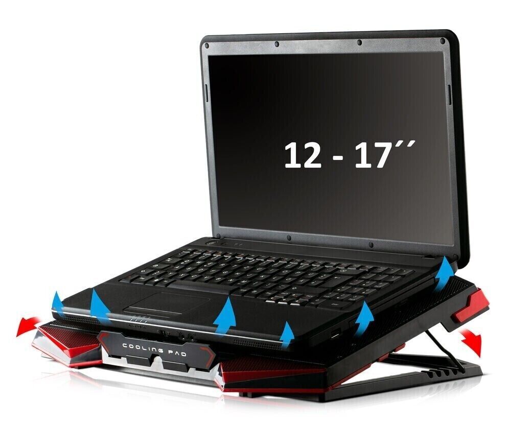 NOTEBOOK LAPTOP KÜHLER COOLER KÜHLPAD STÄNDER 5 x LED LÜFTER | Für 12 - 17 ZOLL