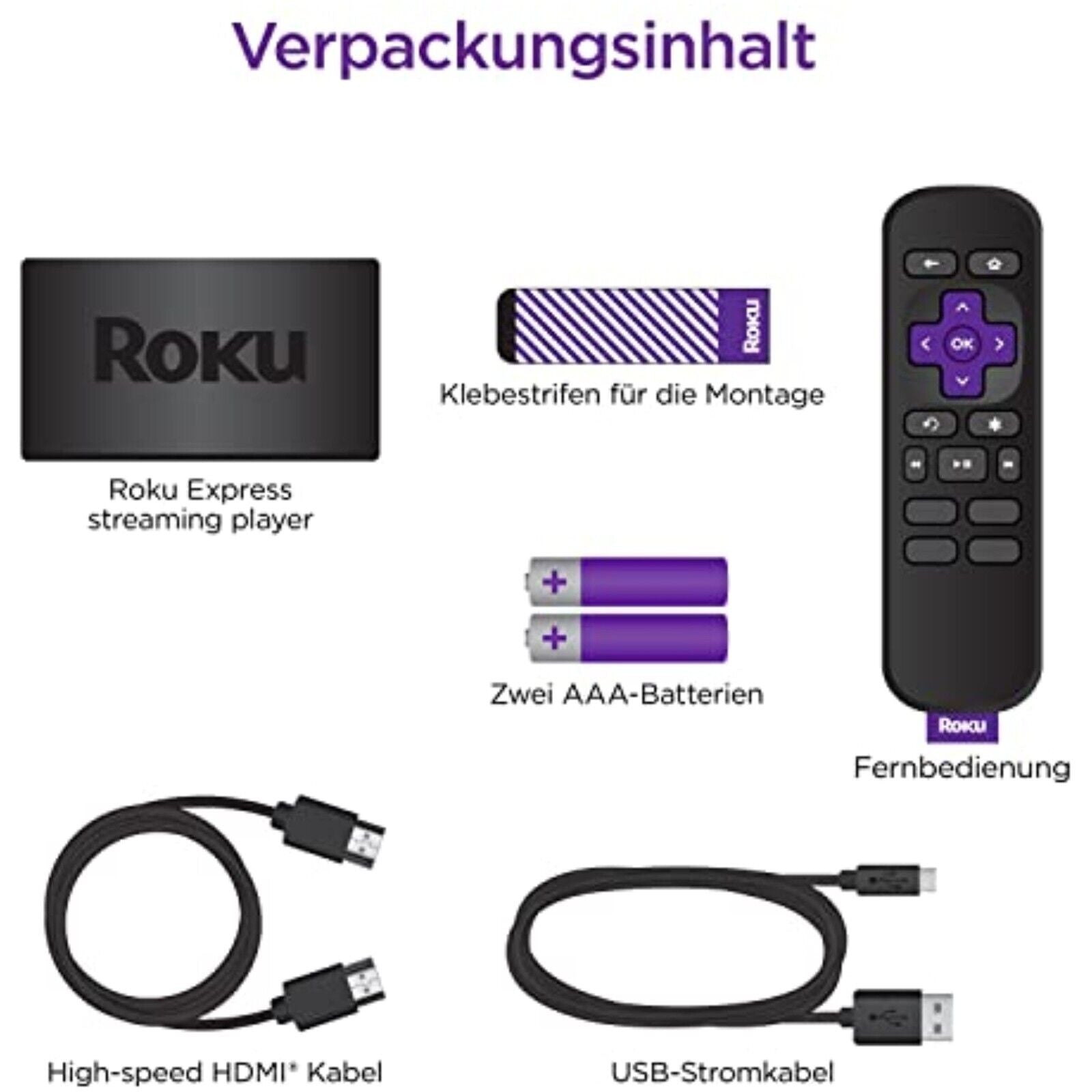 ROKU Express HD Streaming Media Player mit Fernbedienung | Schwarz NEU & OVP