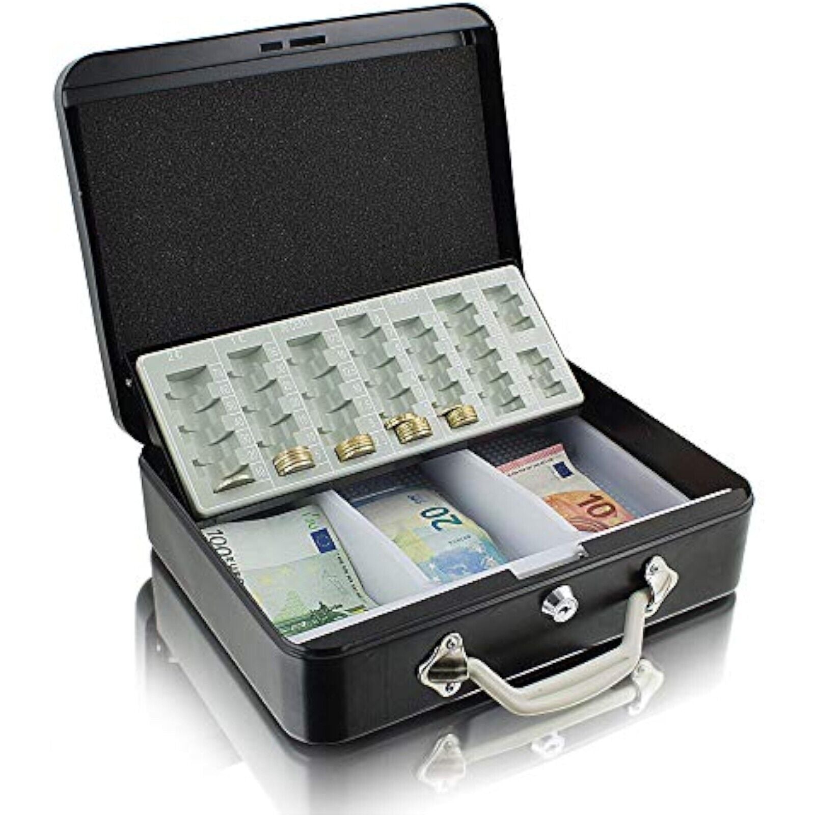 Stahl Geldkassette Geldbox Aufbewahrung Geld Sparkassette Transportkassette 30cm