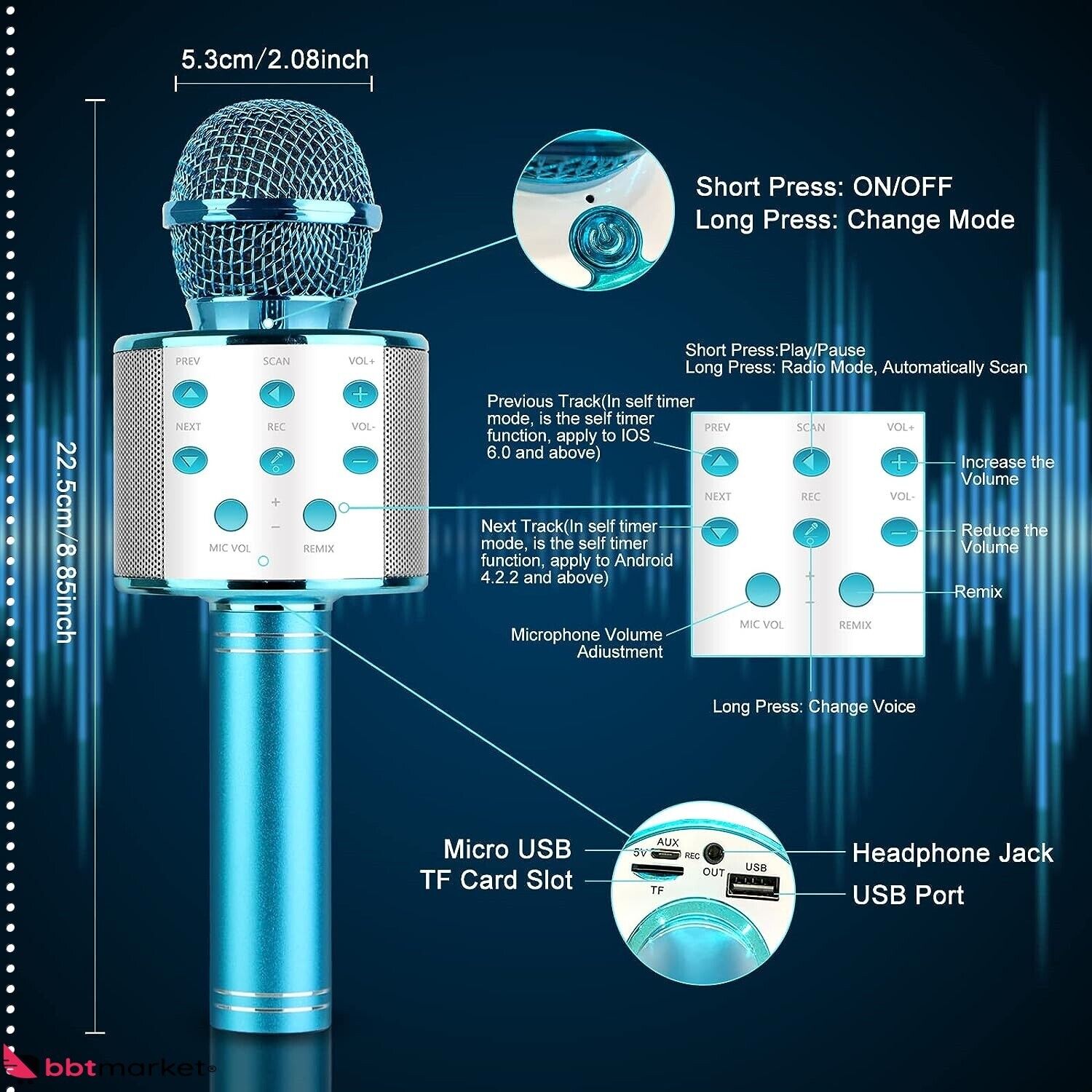 Drahtloses Bluetooth Mikrofon Karaoke Kind Geburtstag Geschenke- NEU