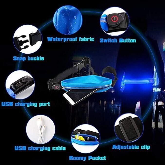 Reflektor Armband Aufladbar Reflective Lichtband,LED Laufgürtel Motorrad Sport