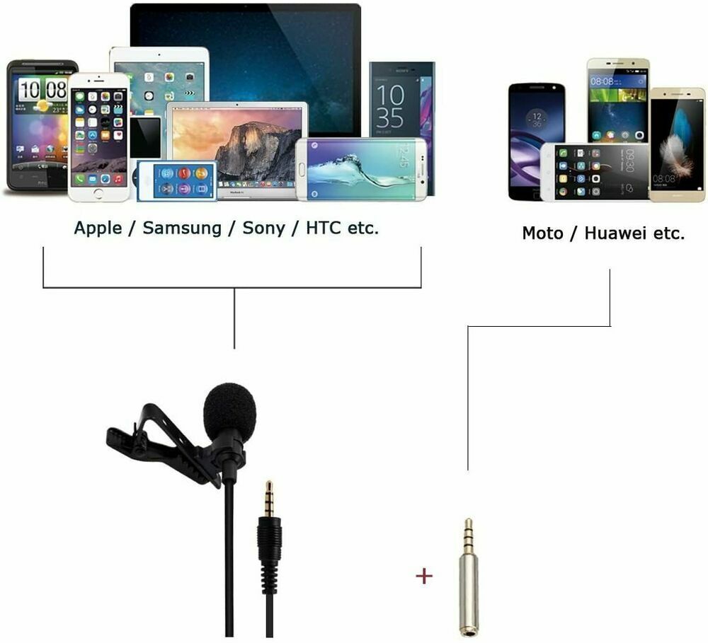 Lavalier Mikrofon 2M Mini Omnidirectional Kondensator Lapel Mic für Handy & PC