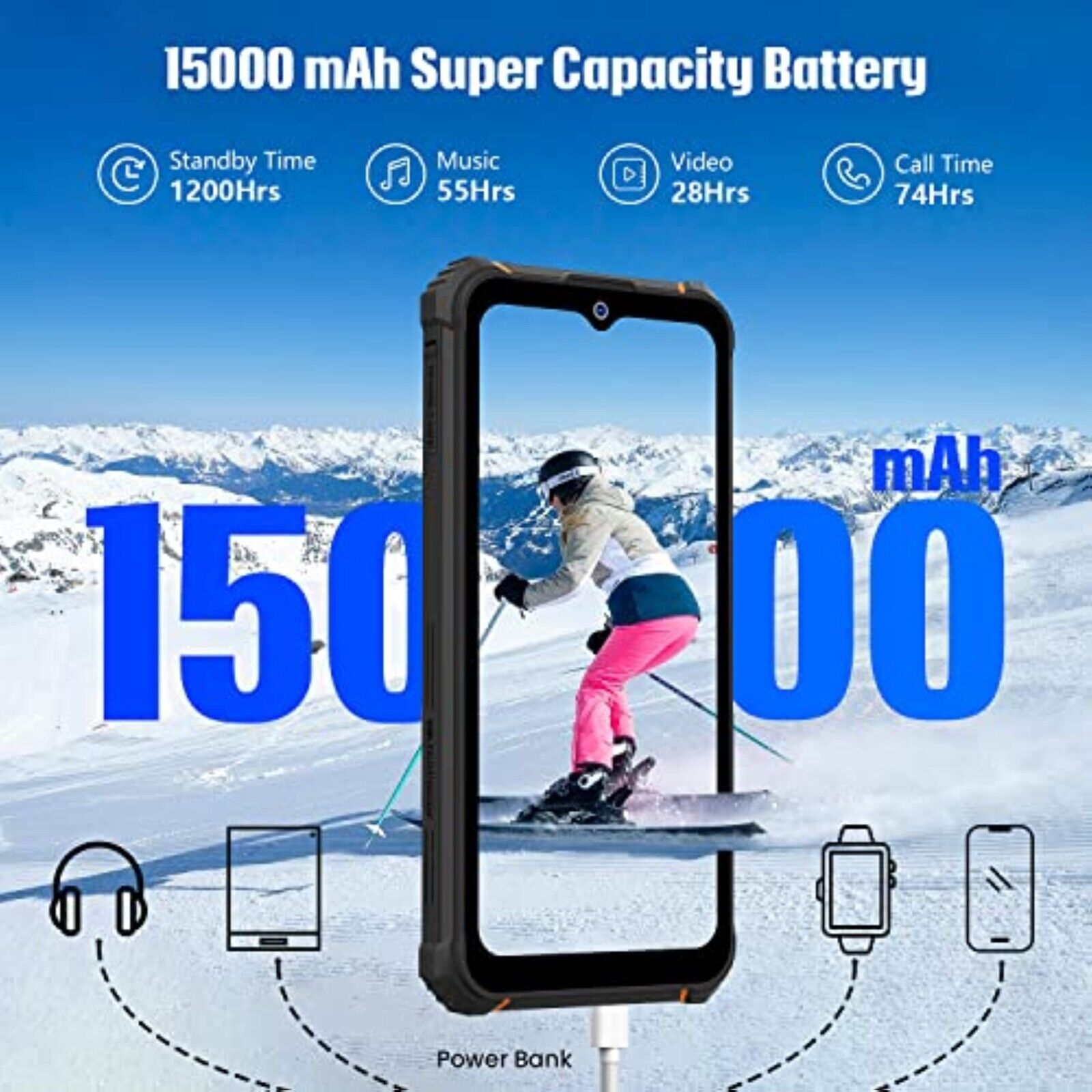 HOTWAV W10 15000mAh Robust 6.53 Zoll Smartphone Android 12 IP68 Wasserdicht