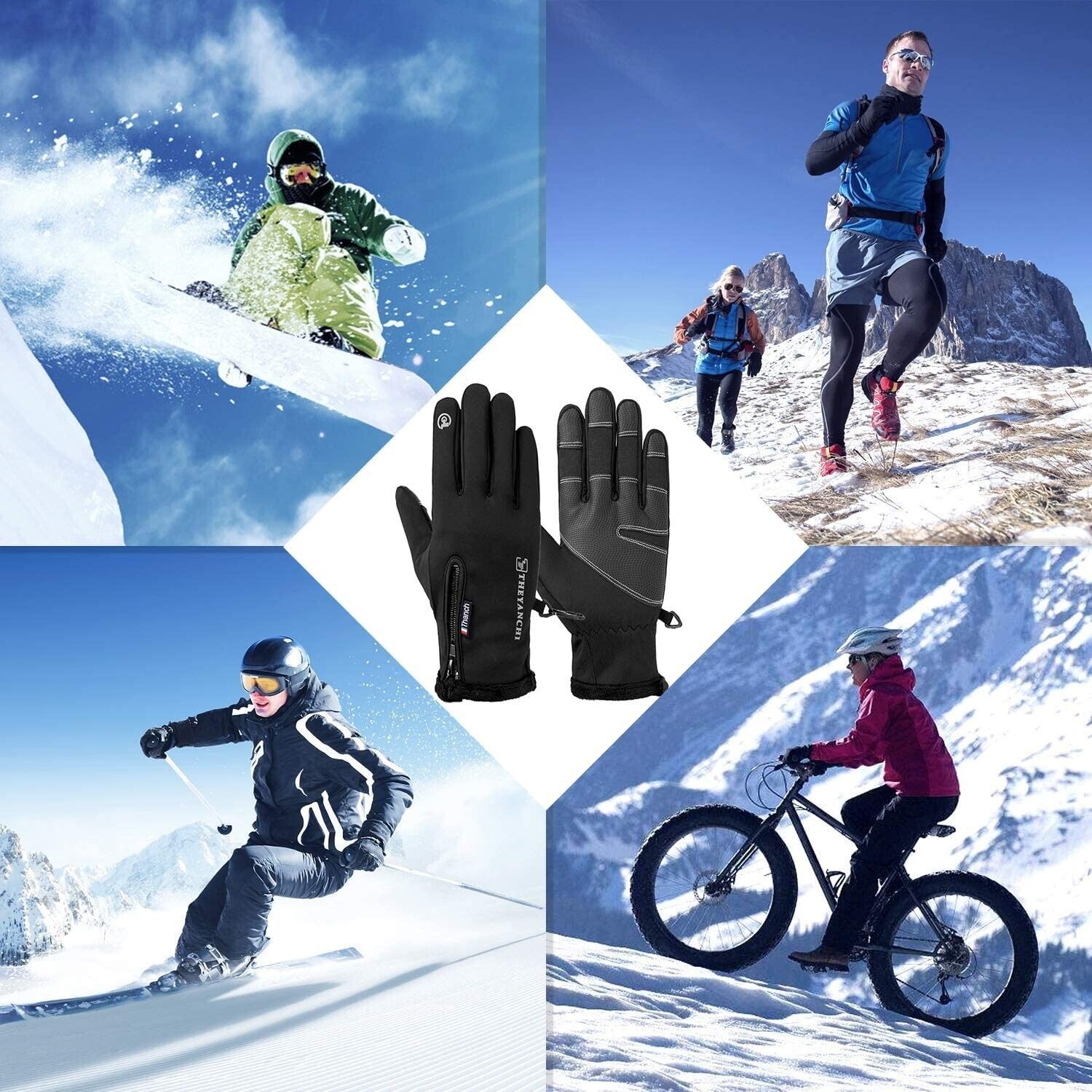 Fahrrad Handschuhe Laufhandschuhe Winter Sport Bike Touchscreen Warm winddicht
