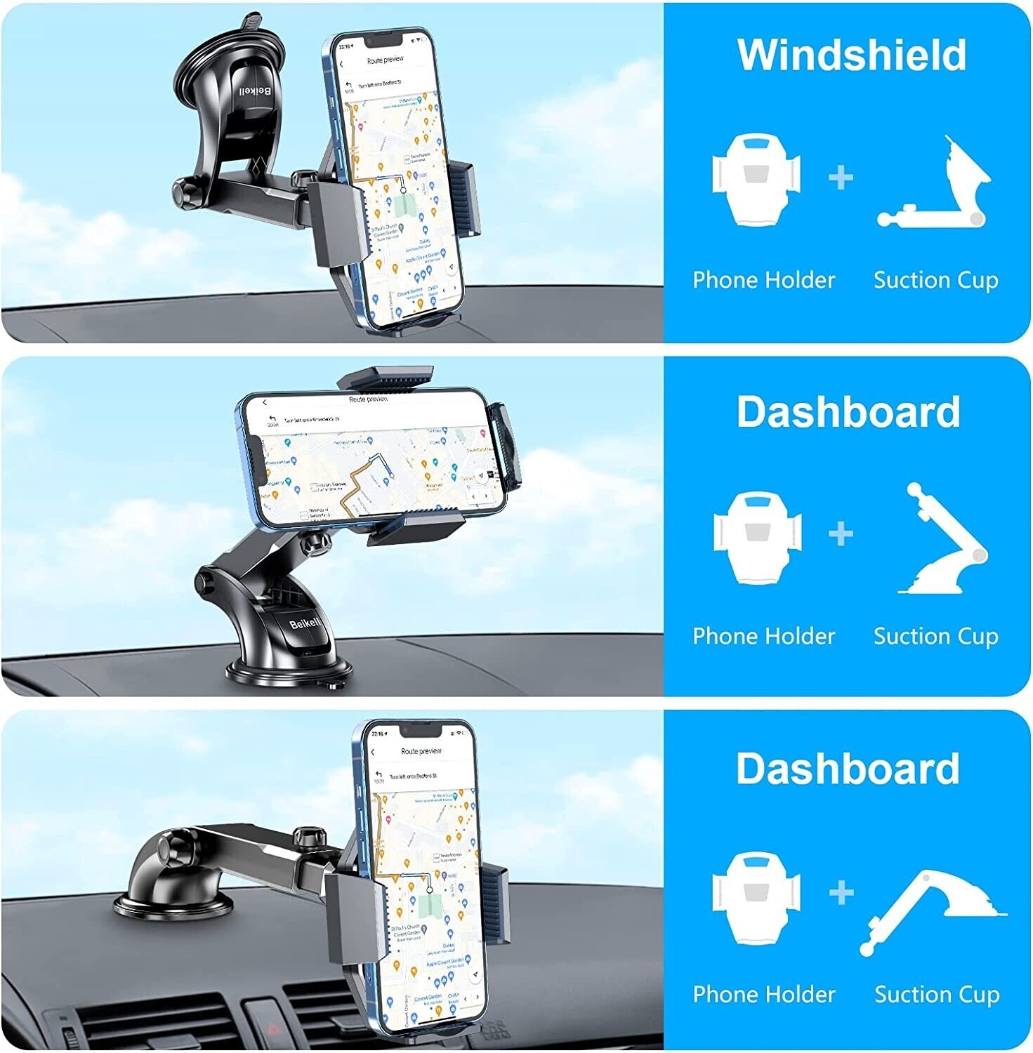 Handyhalterung Auto Handyhalter fürs Auto KFZ, Handy Halterung, Amaturenbrett