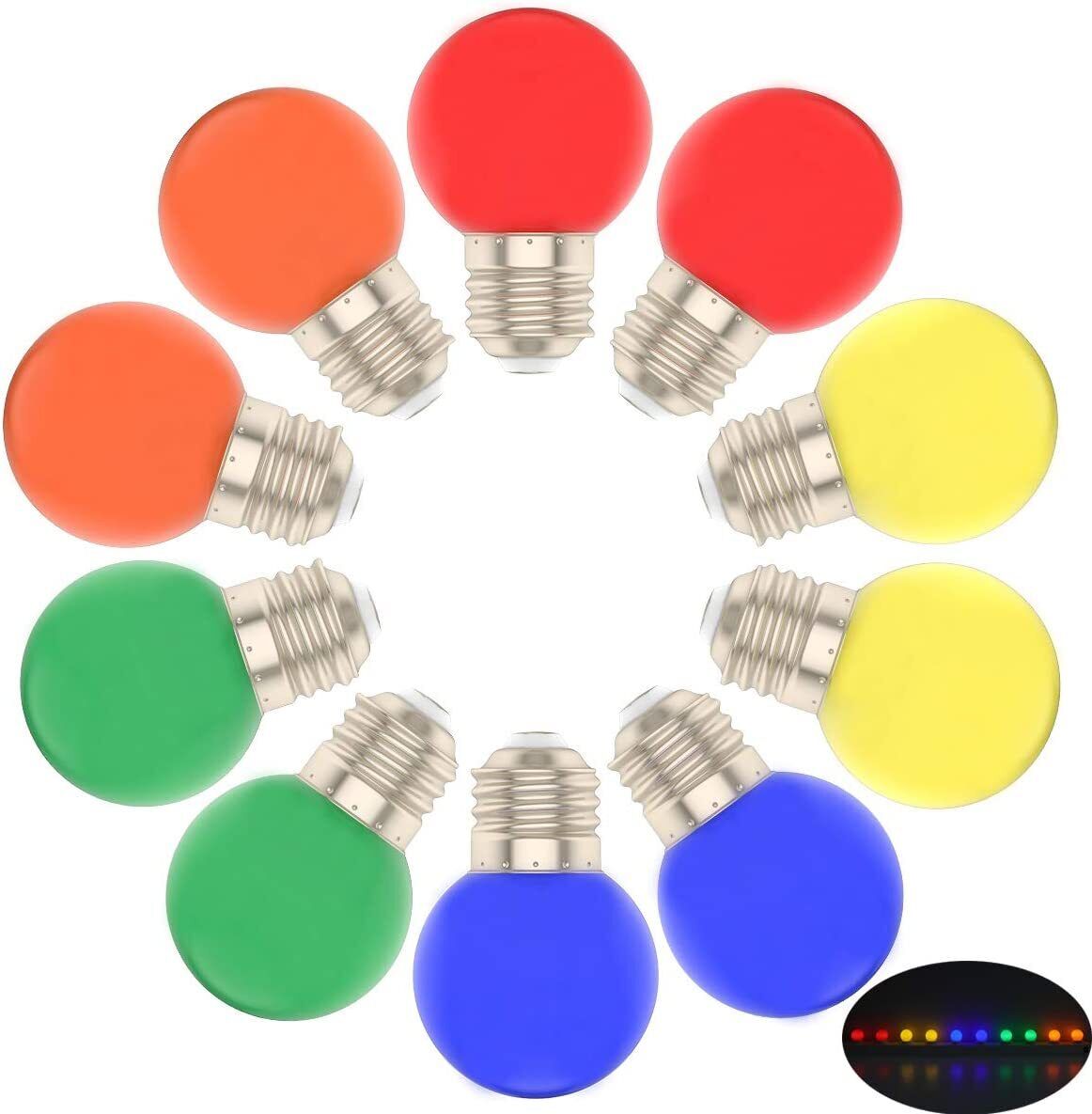 10stck LED Leuchtmittel Tropfen Kugel E27 360° Bunt gemischt Rot Gelb Grün Blau