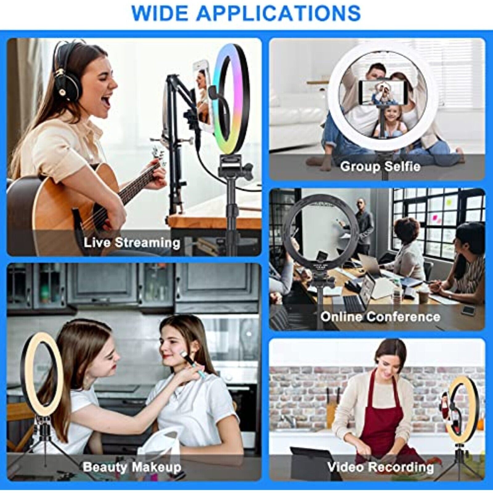 Ringlicht mit Stativ 10 Zoll RGB Ring Light Gesamthöhe 180cm Ringleuchte Selfie Ringlicht Handy für Video Makeup Fotografie