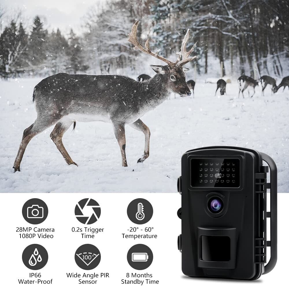 1080P Wildkamera Überwachungskamera 28MP Jagdkamera Fotofalle LEDs Nachtsicht