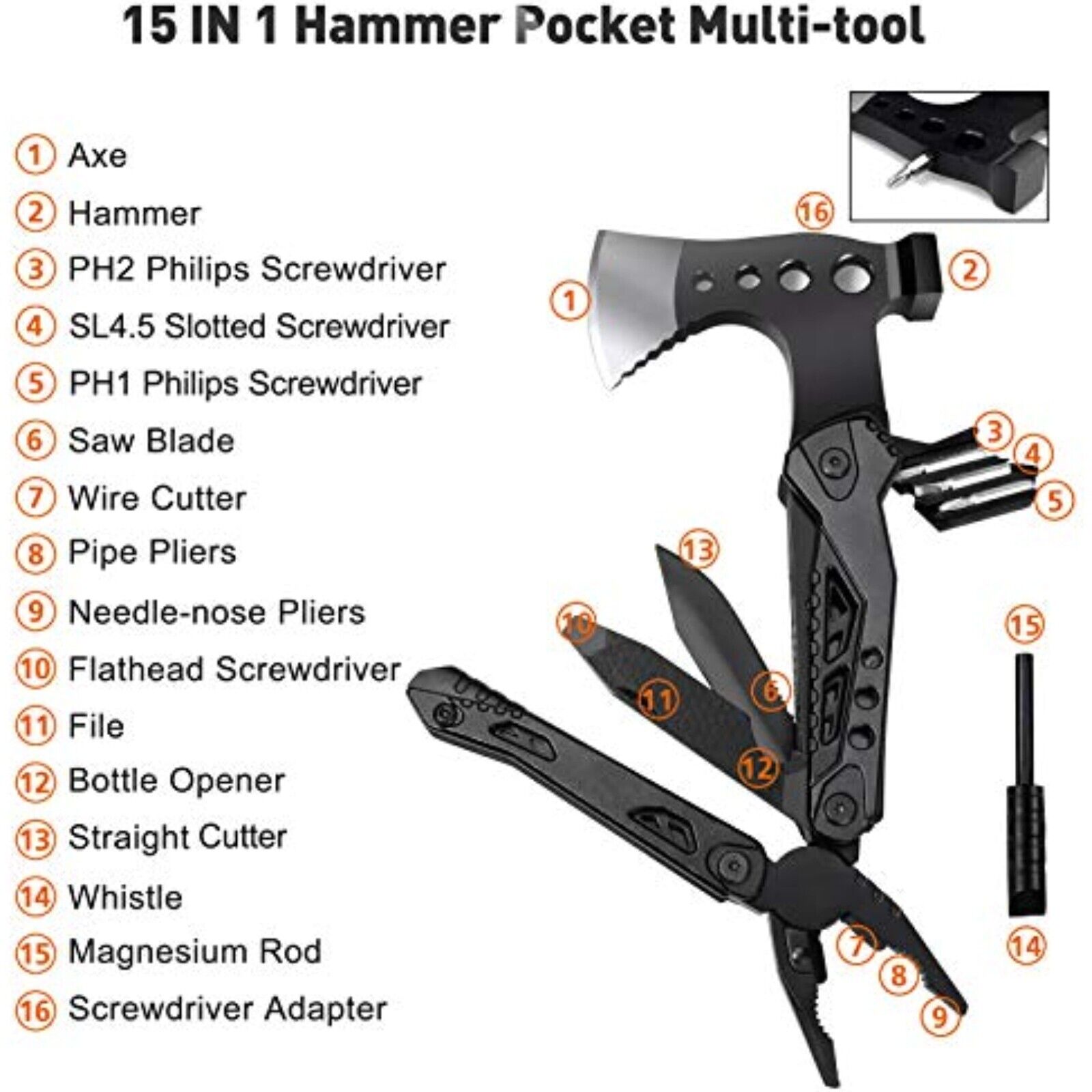 WayinTop Werkzeug Geschenke für Männer, Taschenwerkzeug Multi-Tool Hammer.