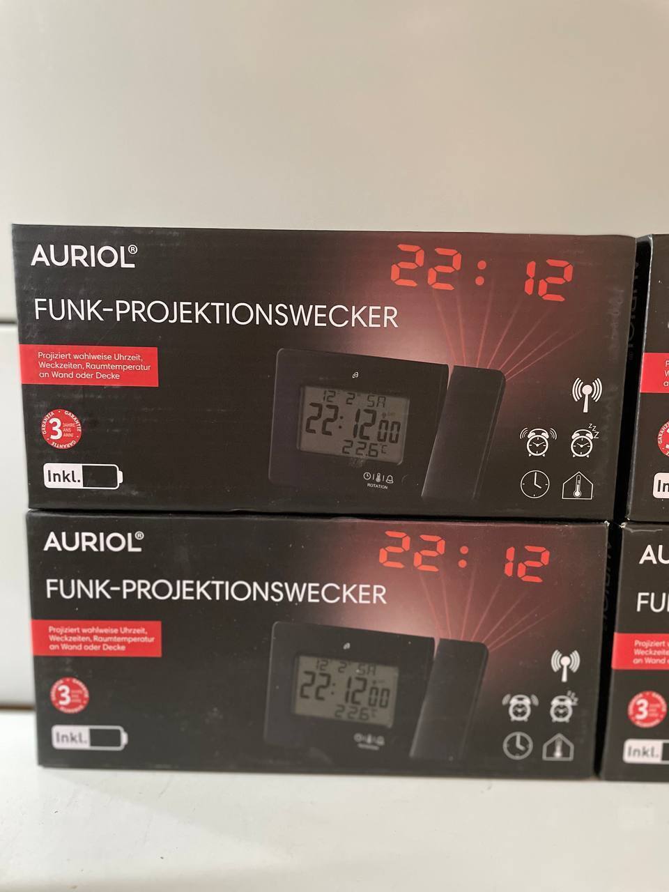 AURIOL® Funk-Projektionswecker, mit LC-Display, Innentemperaturanzeige NEU