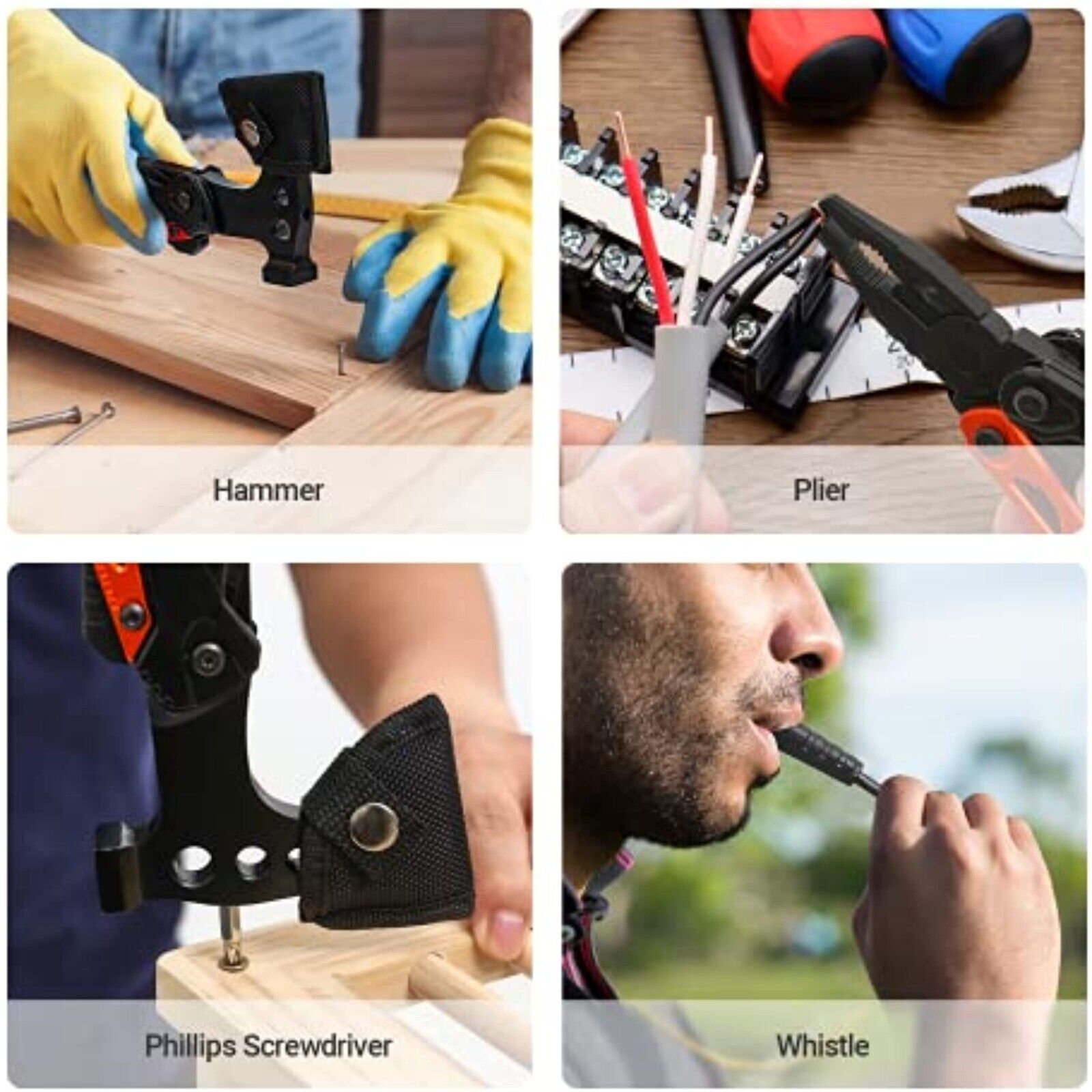 Multitool Werkzeug Geschenke für Männer, 16 in 1 Camping Gadgets Survival Kit H