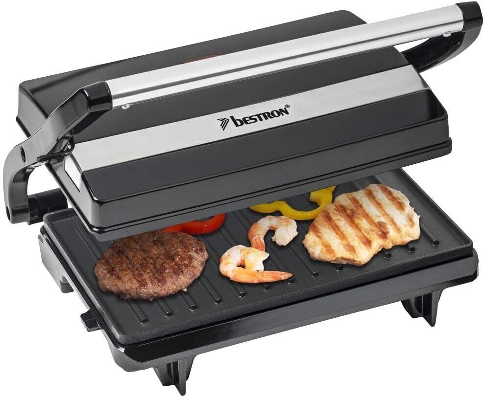 Bestron Panini Grill, Kontaktgrill APM123Z, 700W, Deckelverriegelung