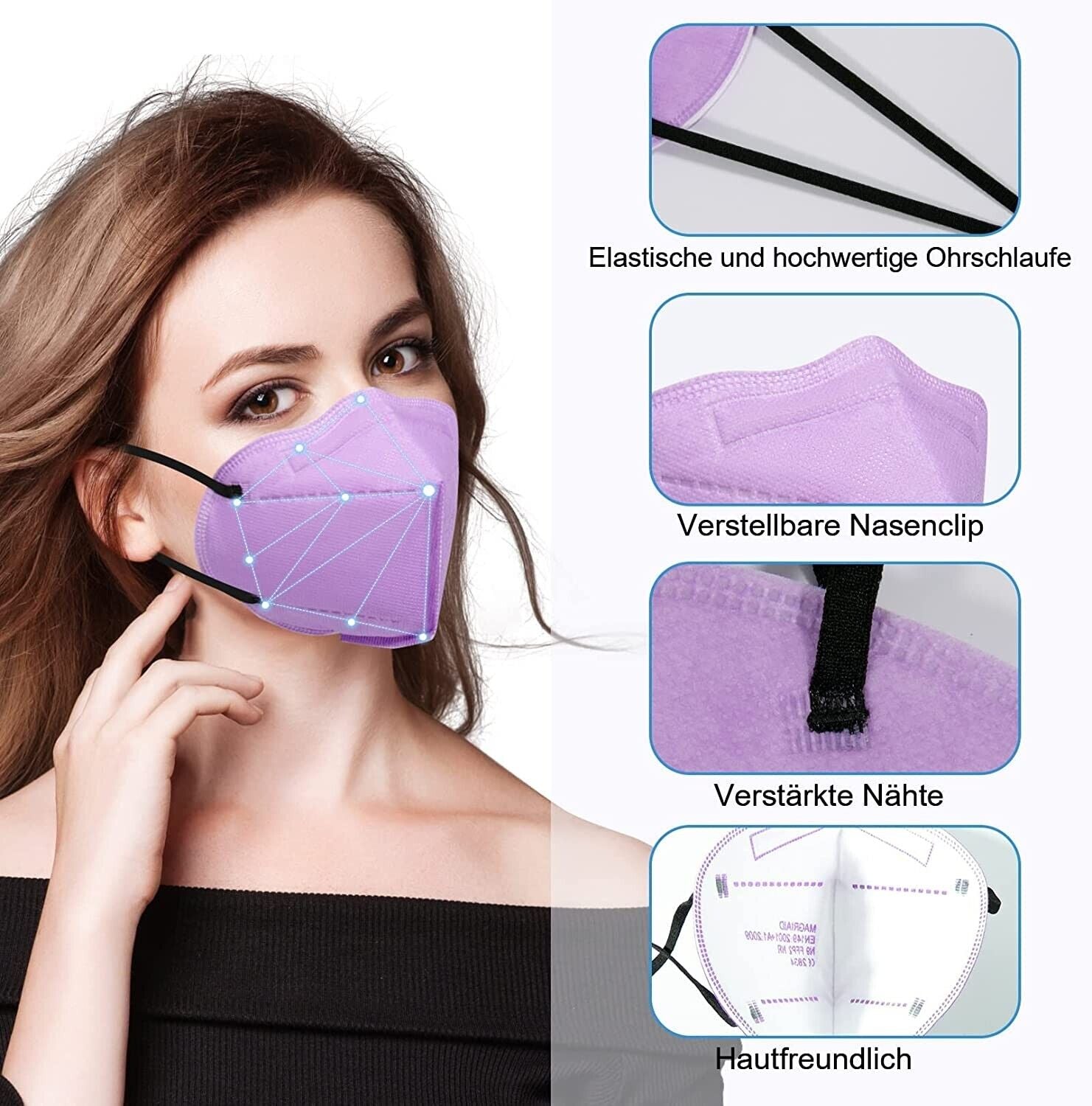 FFP2 Maske Mundschutz 30 Stück Masken Atemschutz Zertifiziert 5-Lagig Hygiene