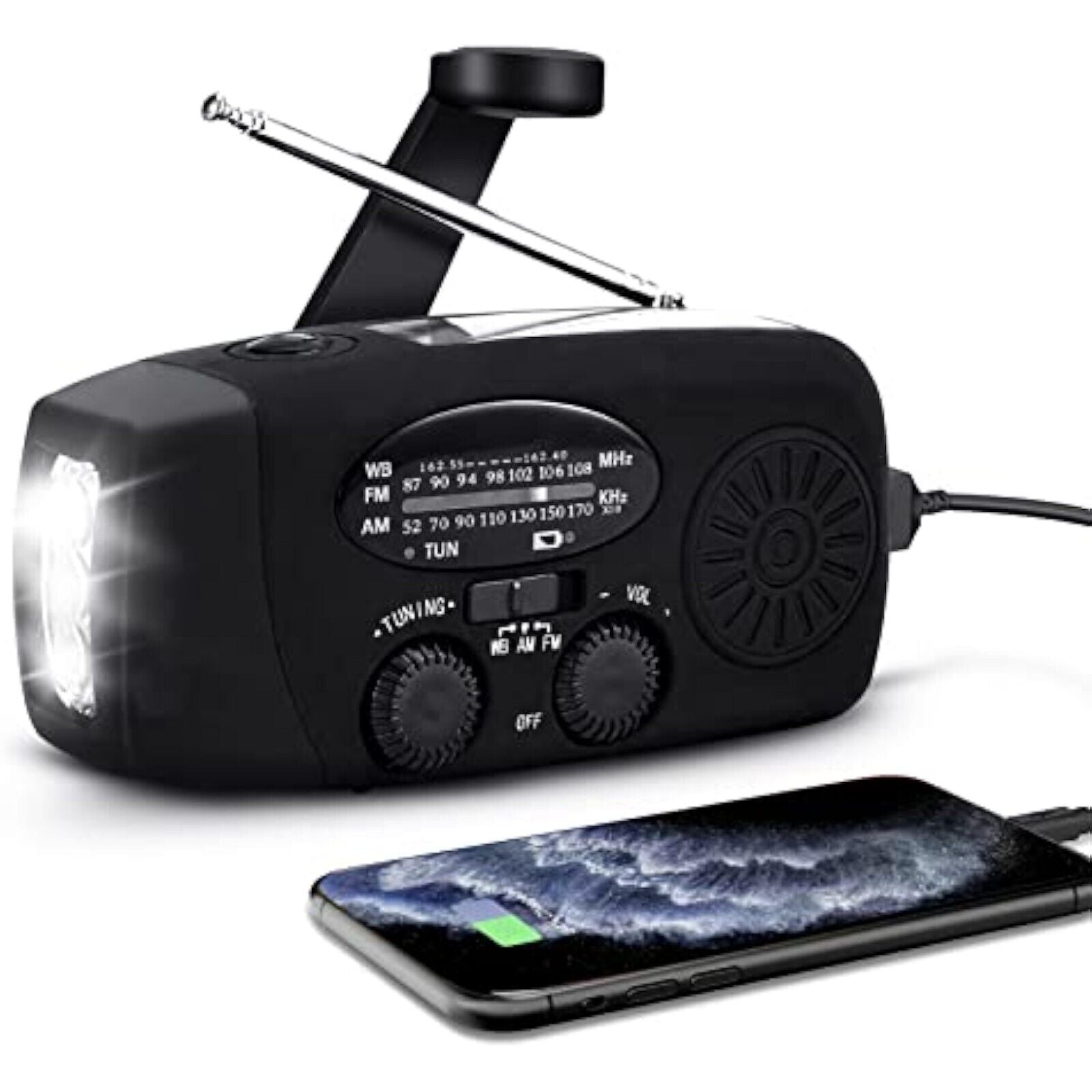 Solar Radio Handkurbel AM/FM Radio LED Taschenlampe USB Notfall Handyladegerät