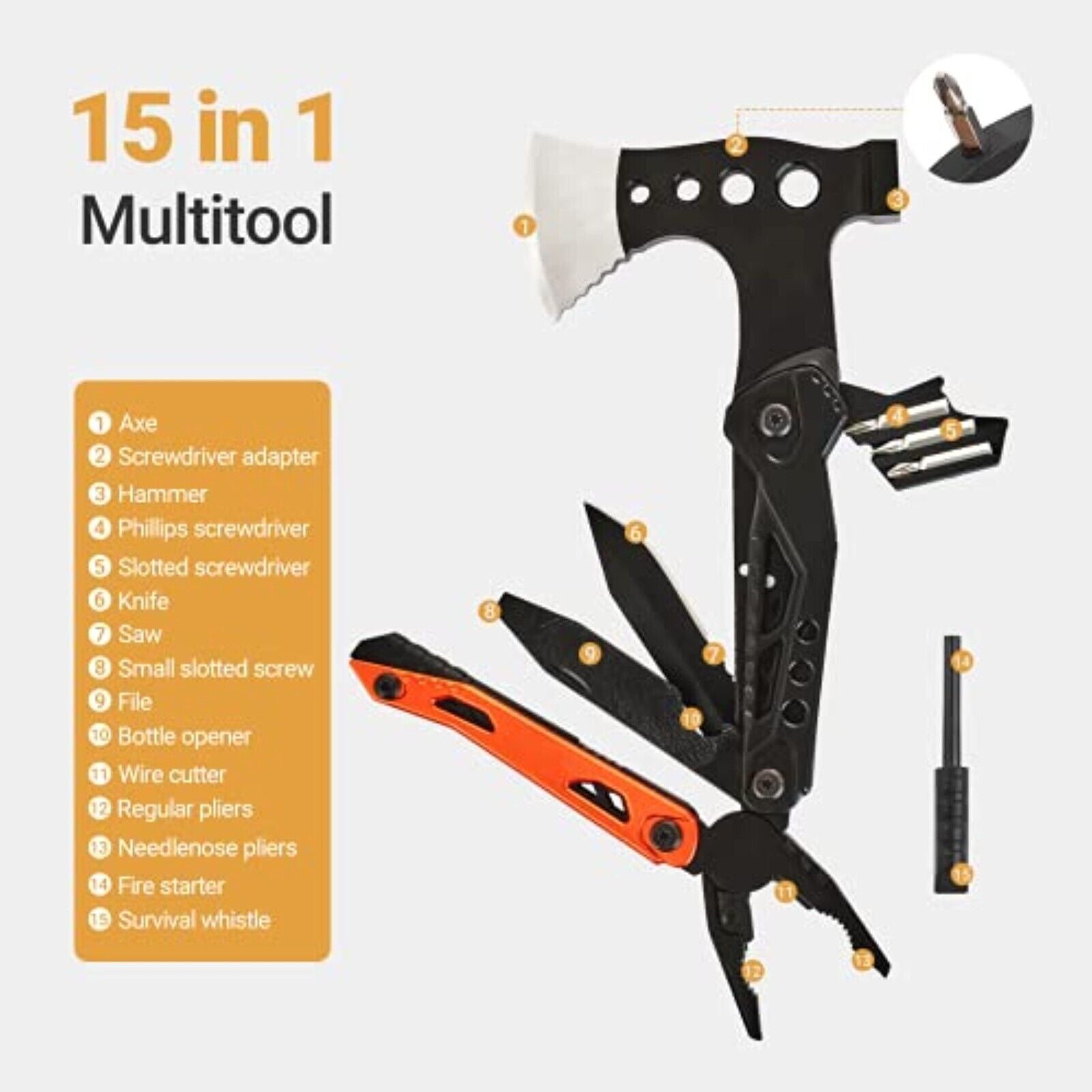 Multitool Werkzeug Geschenke für Männer, 16 in 1 Camping Gadgets Survival Kit H