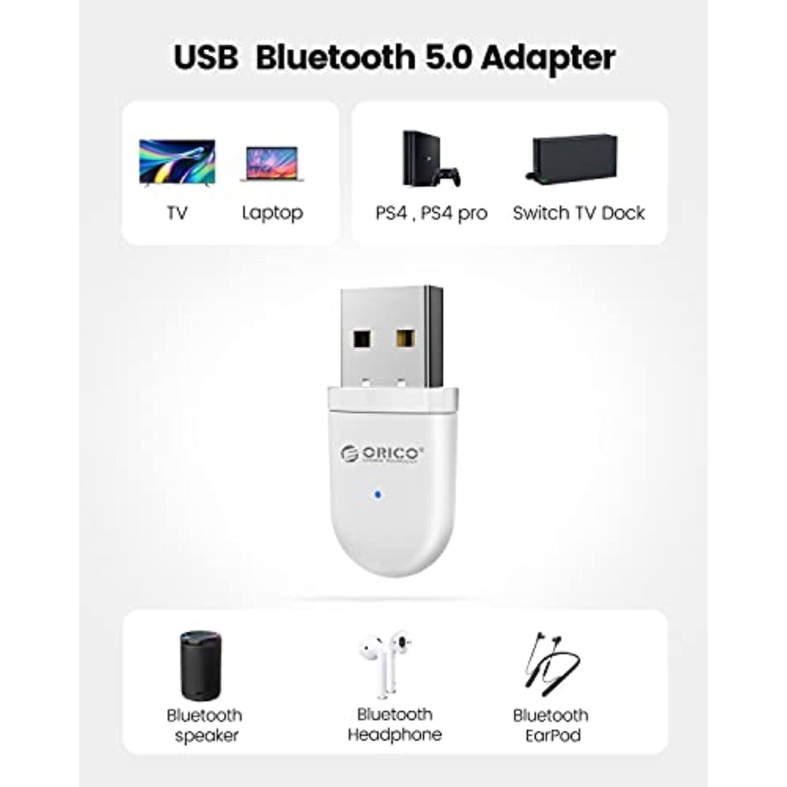 Bluetooth Adapter 5.0 PC Notebook USB Audio Stick Dongle Musik Computer Laptop