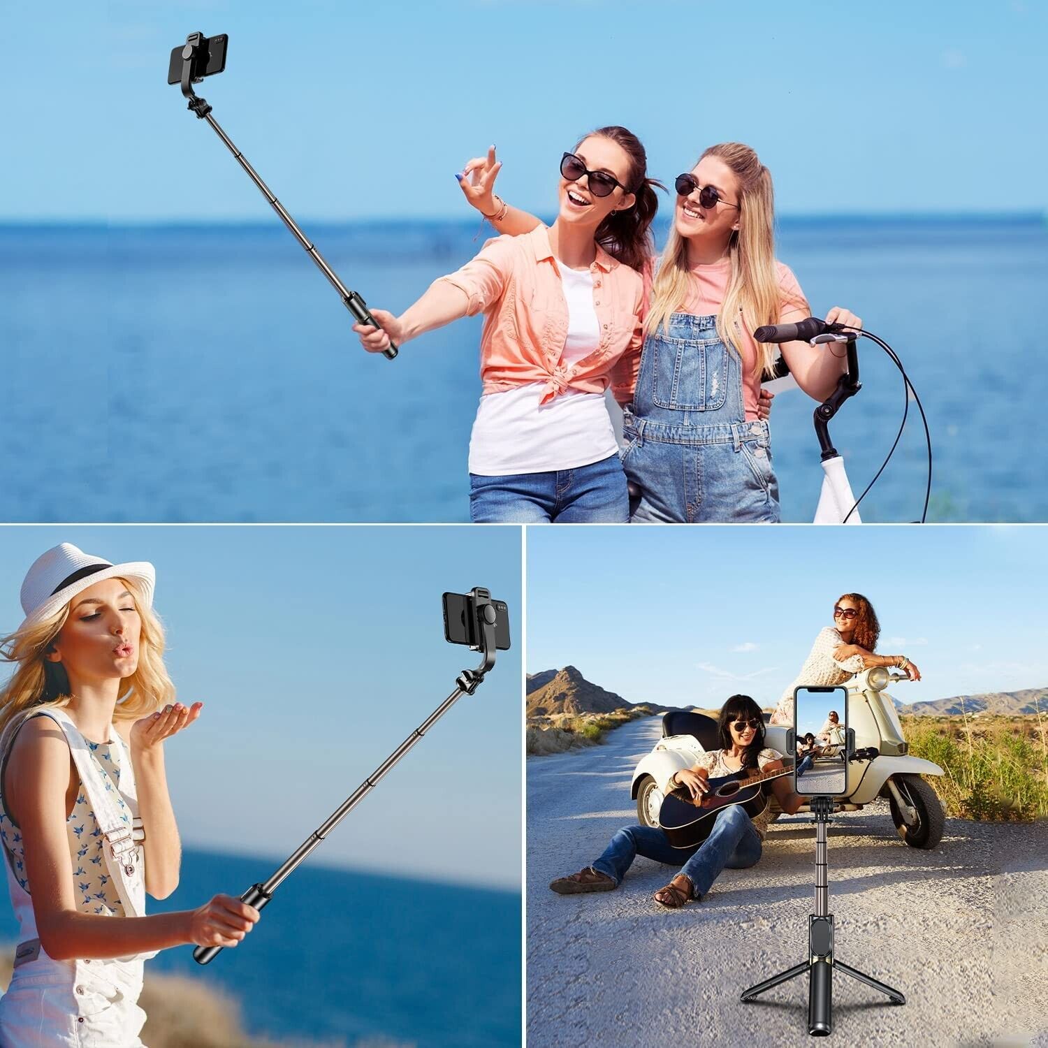 Smartphone Selfie Stick Handy Bluetooth Stativ 4 in1 Tripod Selfie Selfie-Stange