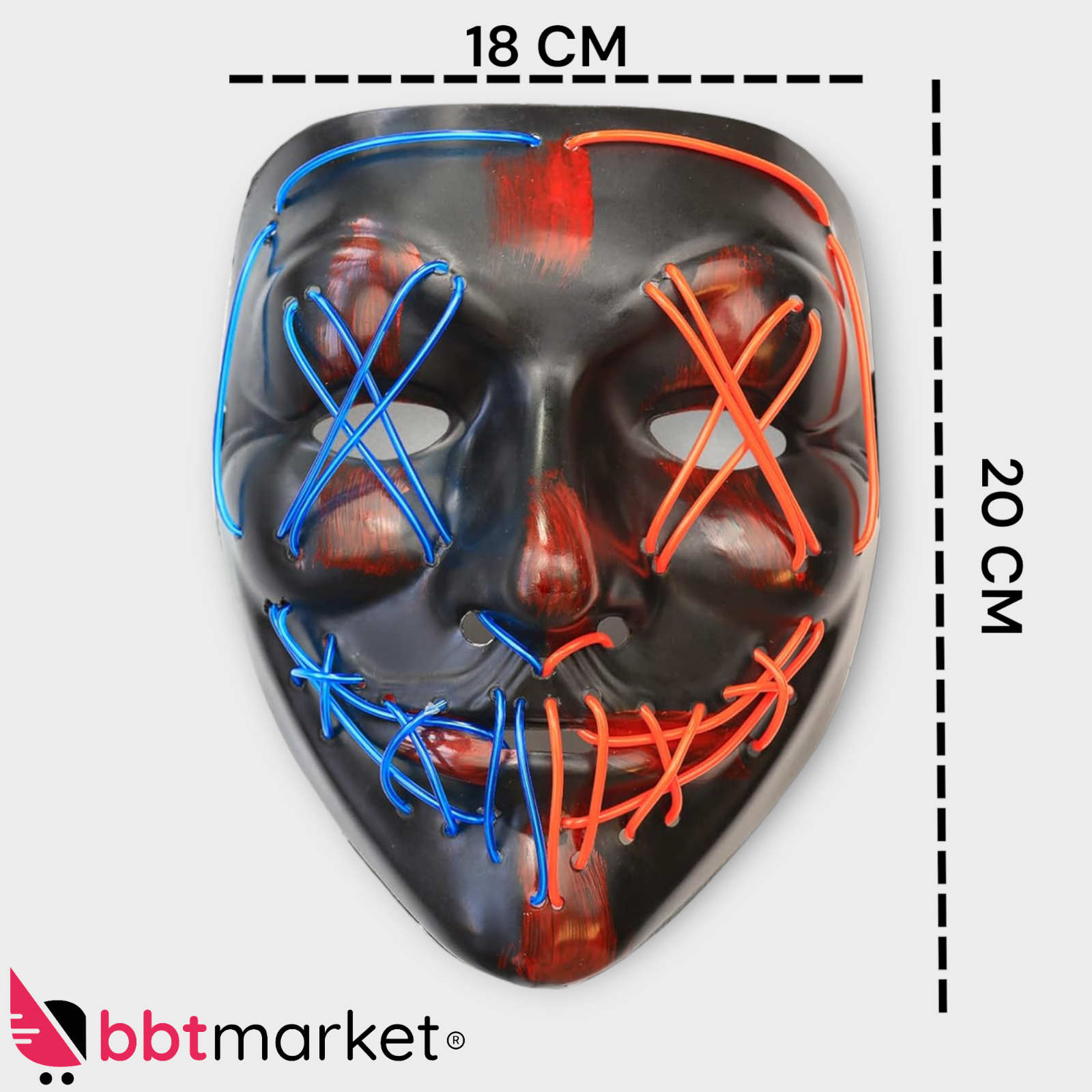 NEU LED Purge Maske als Kostüm Halloween mit Lichteffekten Helloween Zombi Party