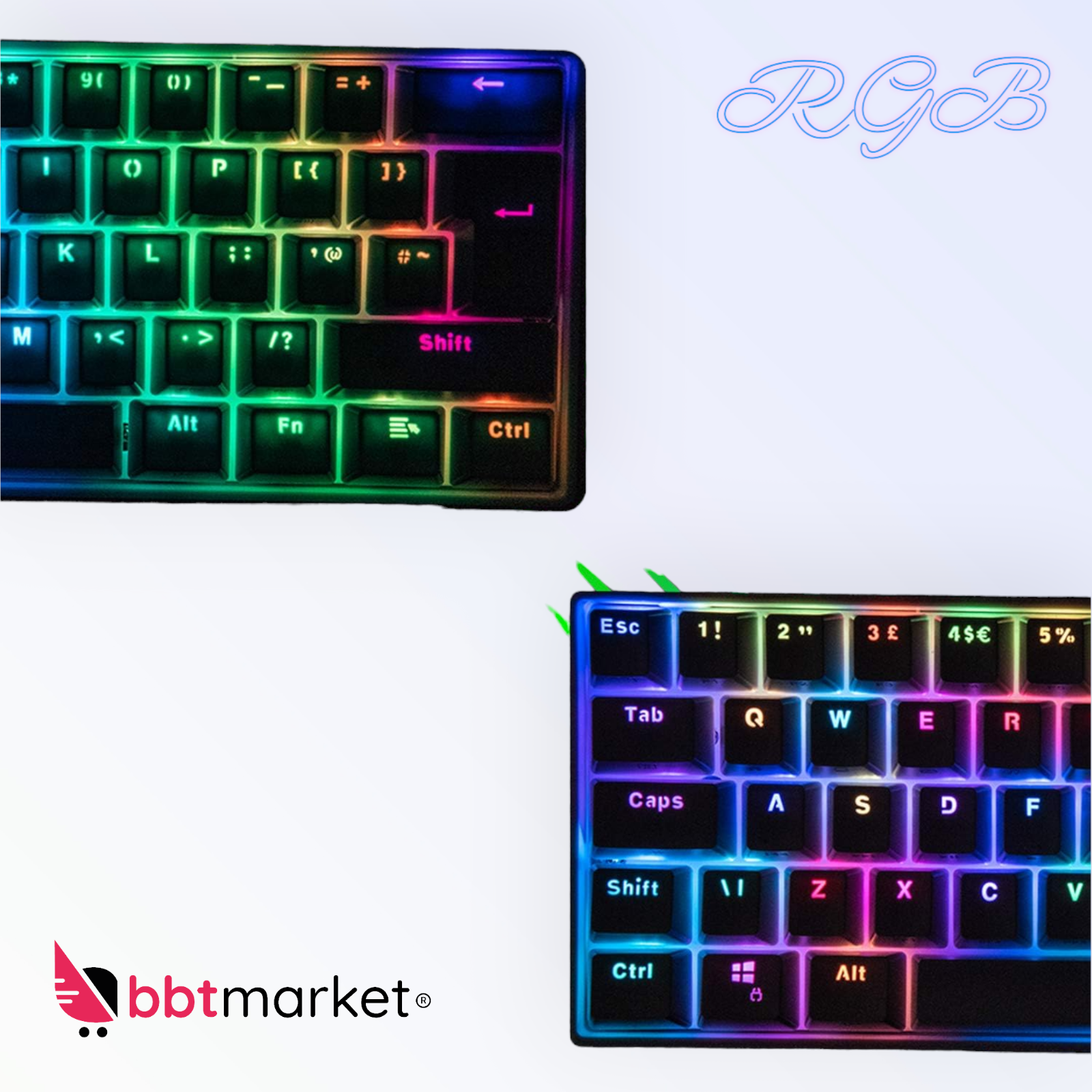 Gaming 60% Mechanische Tastatur LED 14 RGB Keyboard UK Layout Laptop/PC Typ C