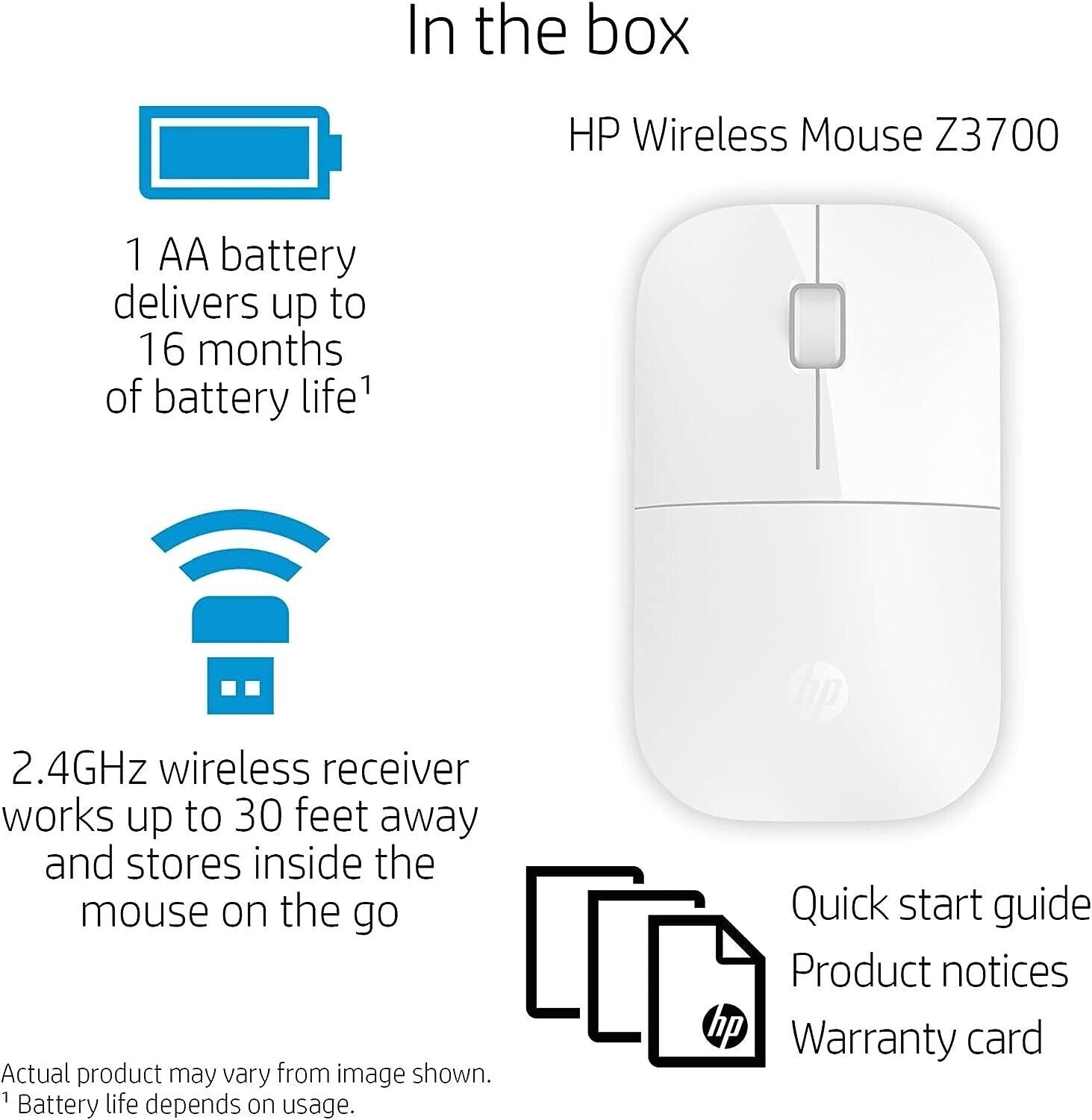 HP Z3700 (V0L80AA) kabellose Maus 1200 optische Sensoren USB Anschluss Plug&Play