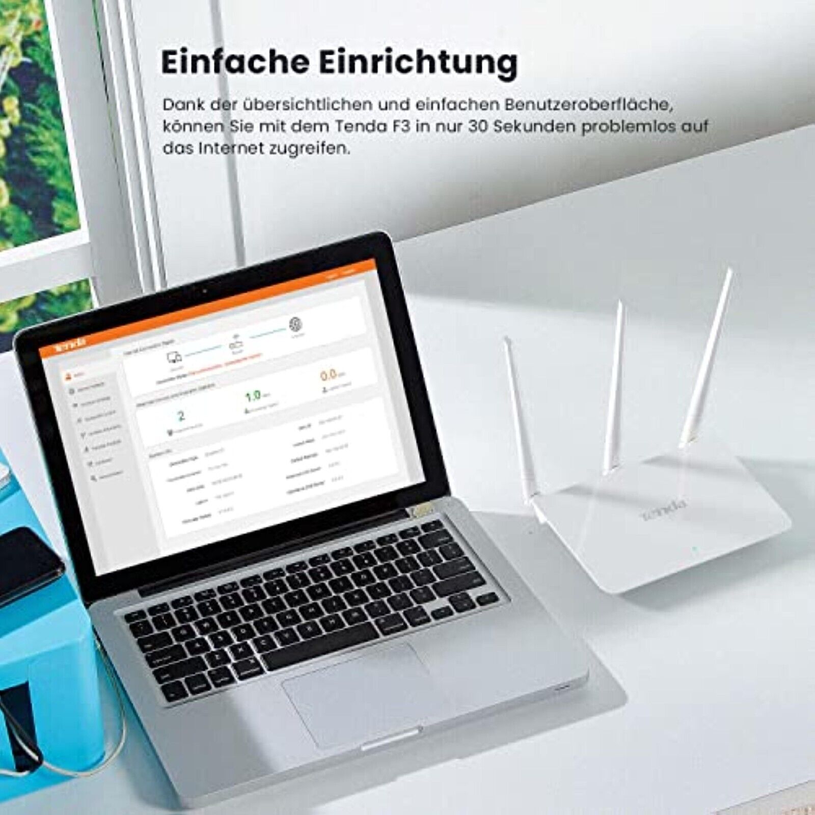 Tenda F3 WLAN Router 2,4GHz 300Mbps 3* LAN Ports 3*5dBi Antennen WPS-Taste Weiß✅