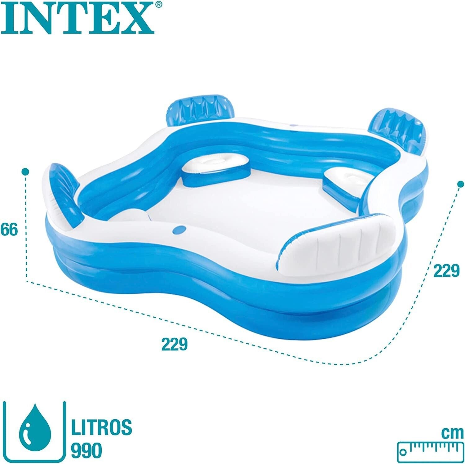 Intex 56475NP - Aufblasbares Swimpool Center Family Lounge, 90 x 90 x 26 Zoll