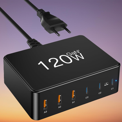 120W GaN 6-Port USB Schnellladegerät USB C Netzteil Power Adapter - NEU
