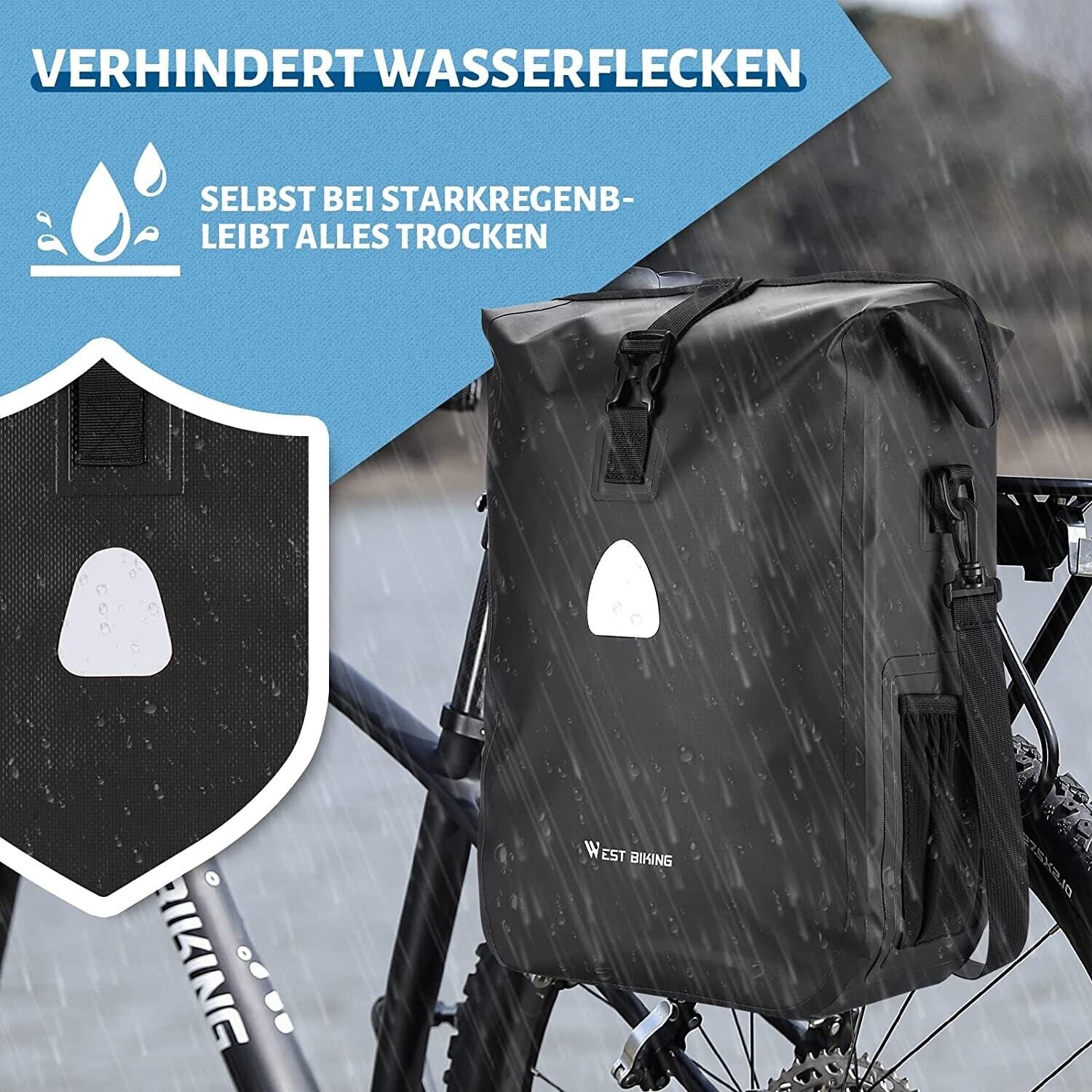 Fahrradtasche Wasserdicht Singel 18 Liter Draht Schwarz Fahrrad Tasche Bike Case