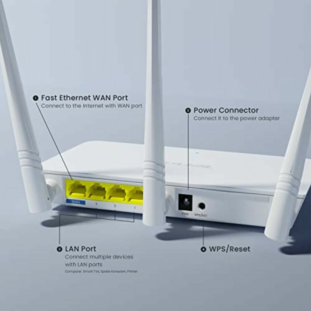 Tenda F3 WLAN Router Wi-Fi Router, 300Mbit/s, 3x LAN-Ports, WPS/ Print/ Media...