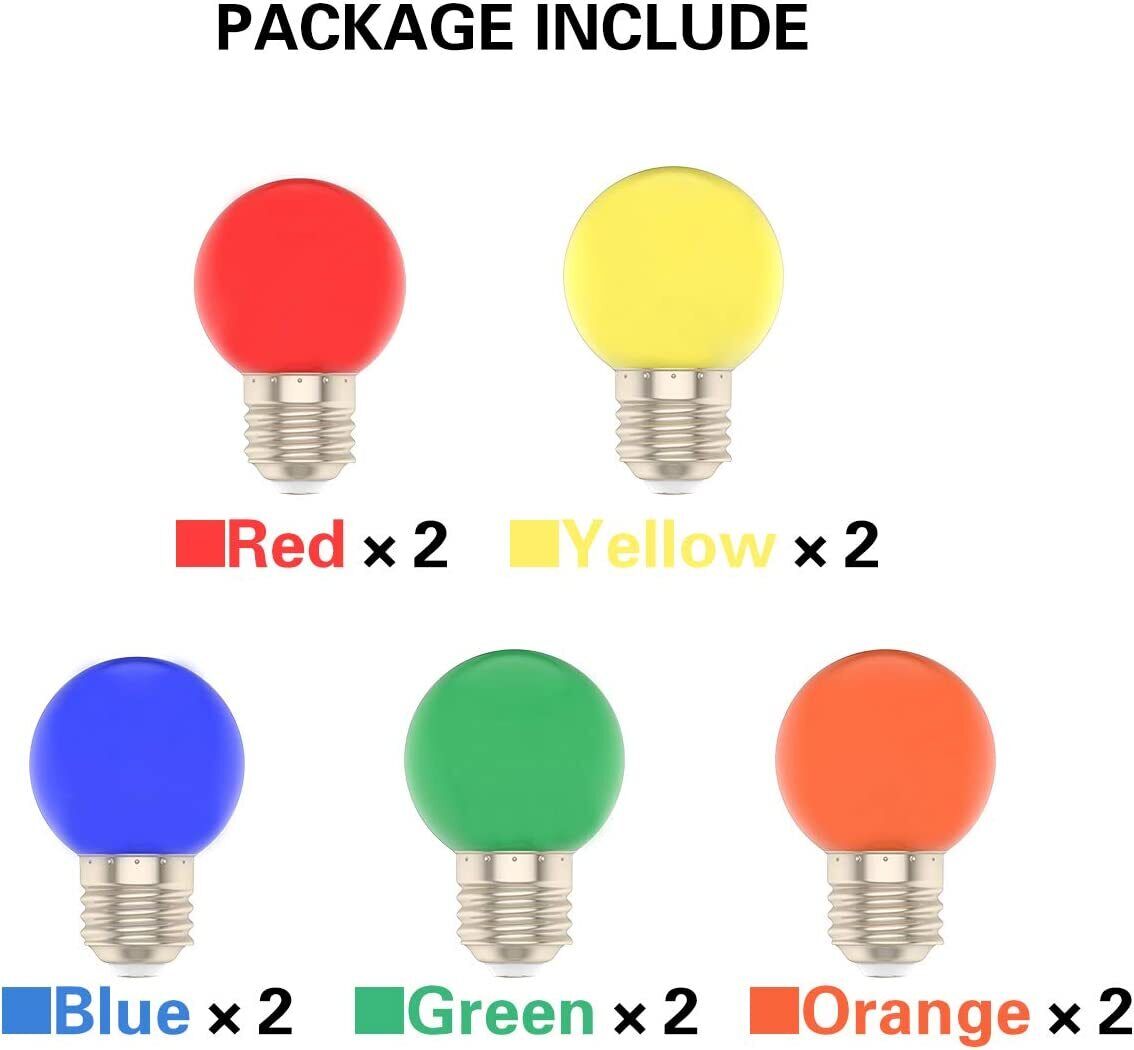 10stck LED Leuchtmittel Tropfen Kugel E27 360° Bunt gemischt Rot Gelb Grün Blau