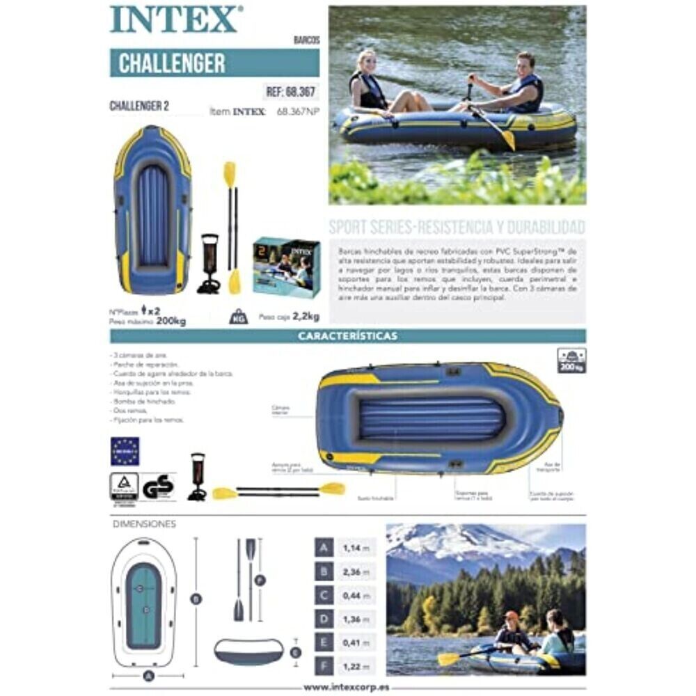 Intex Challenger Schlauchboot 3 set Paddel Personen Pumpe Angelboot