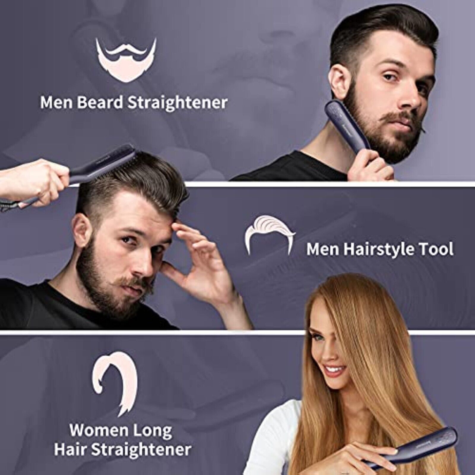 Bartglätter Kamm für Männer Elektrischer Haarglätter Bart Bürste Schnelle NEU