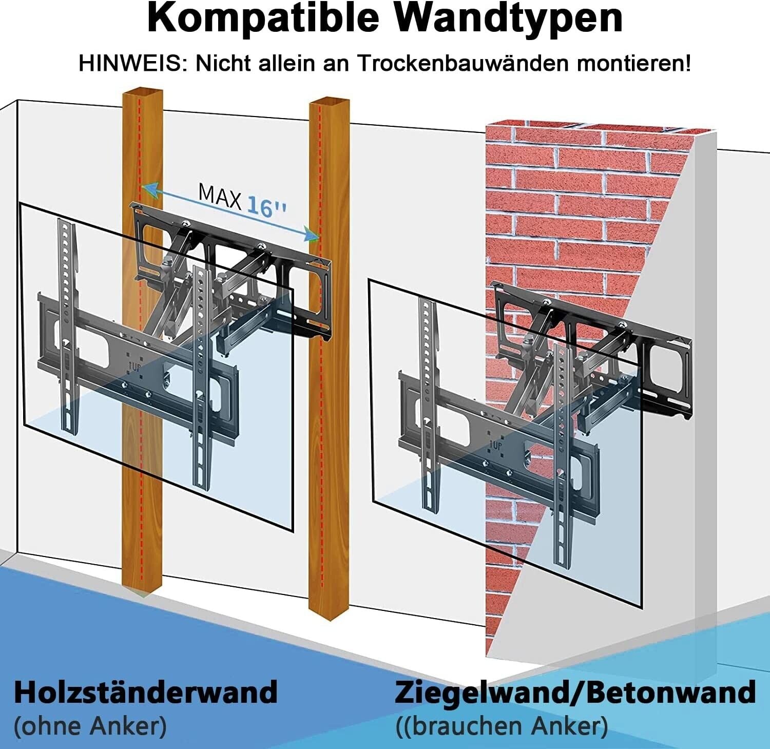 TV Wandhalterung LED LCD 65 Zoll schwenkbar Wandhalter Fernseher neigbar