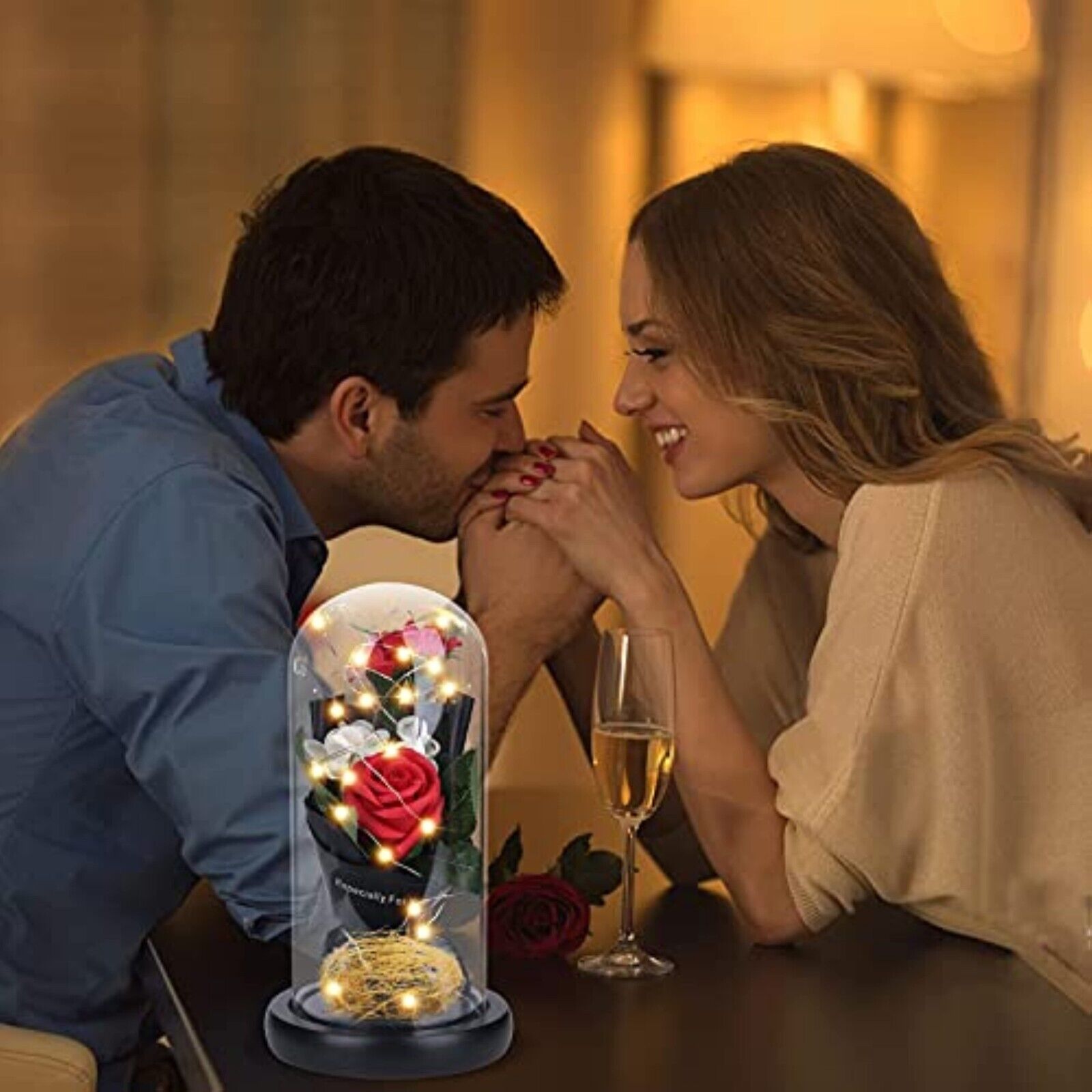 Valentinstag geschenk LED Die Schöne und das Biest Ewige Rose im Glas