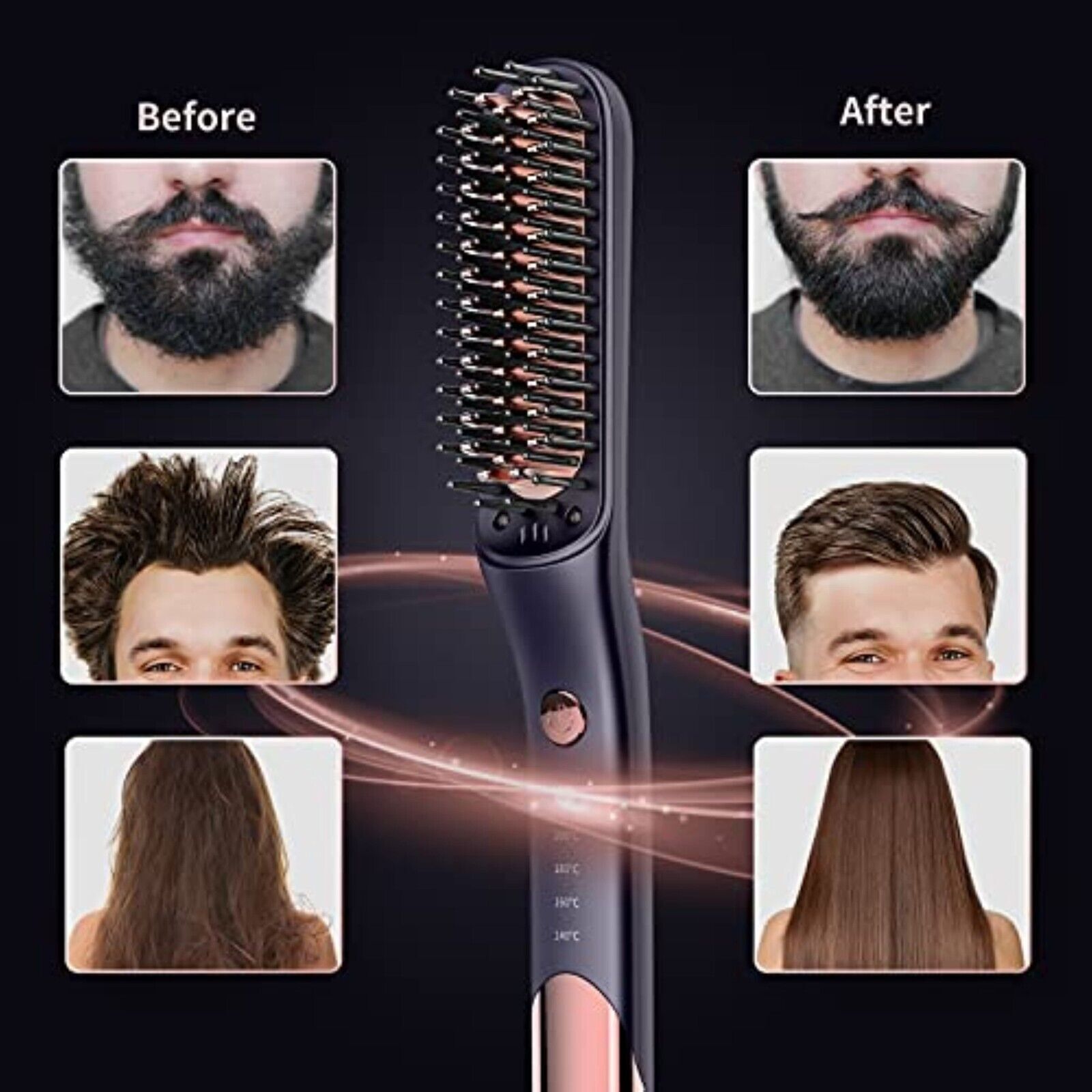 Bartglätter Kamm für Männer Elektrischer Haarglätter Bart Bürste Schnelle NEU
