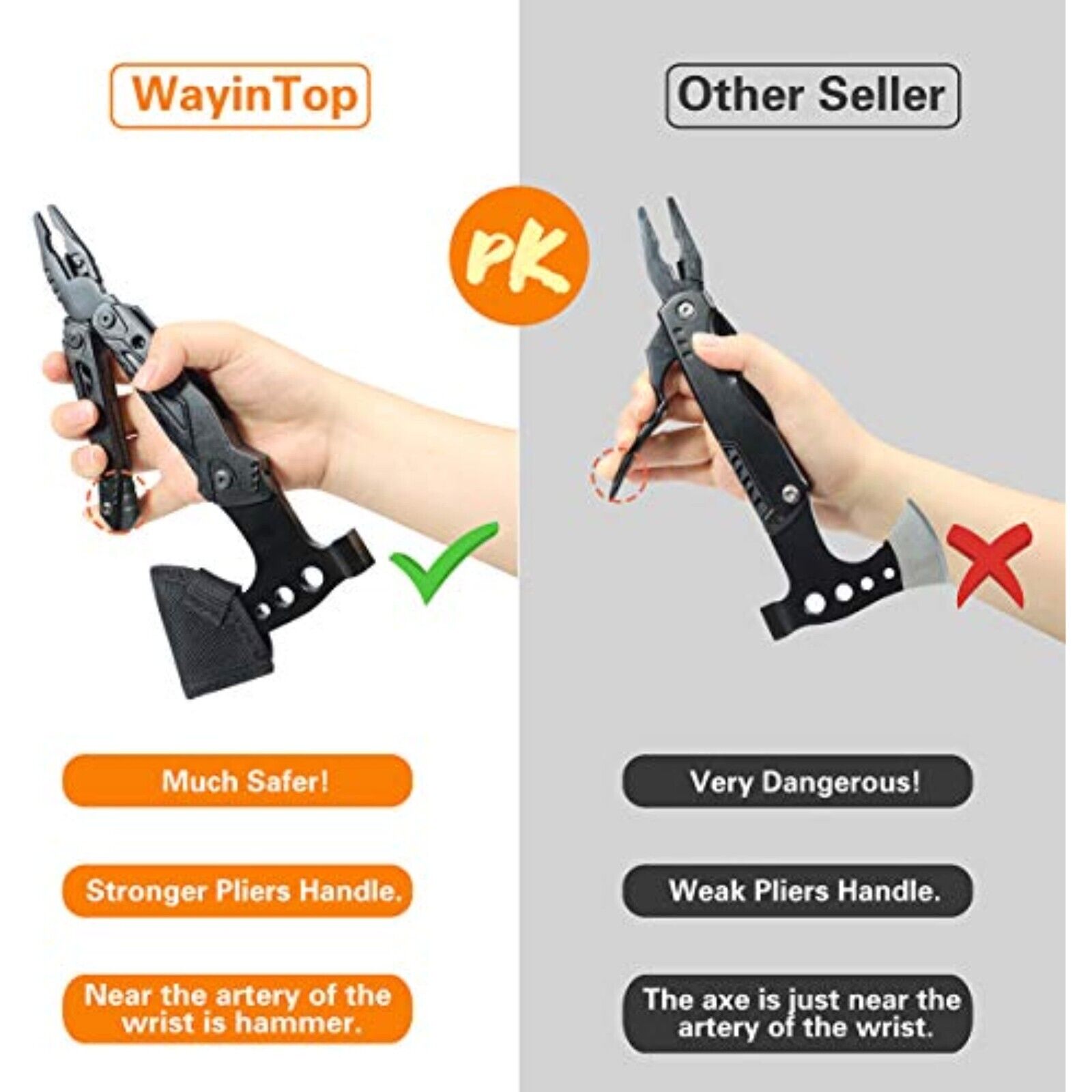 WayinTop Werkzeug Geschenke für Männer, Taschenwerkzeug Multi-Tool Hammer.