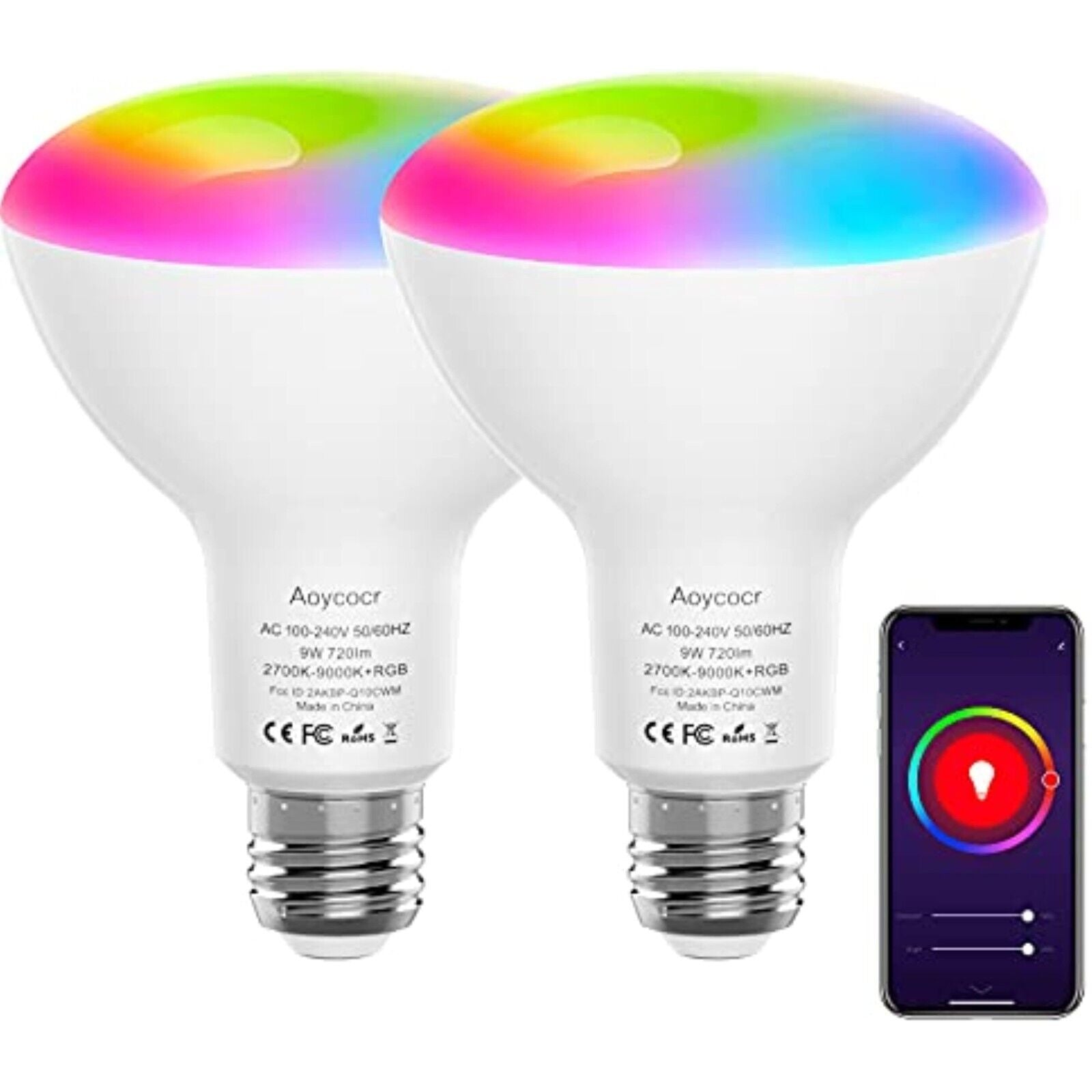 2 Stück x WLAN LED-Lampe E27 9W Birne Dimmbar App-Steuerung für Alexa Google