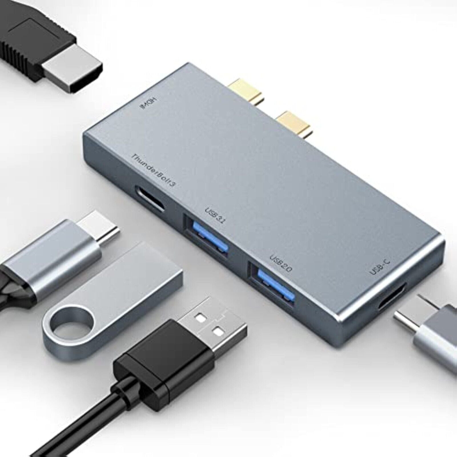 USB C Hub 5 in 2 MacBook Pro Air Multiport Adapter, 4K HDMI USB 3.1 10Gbps USB C