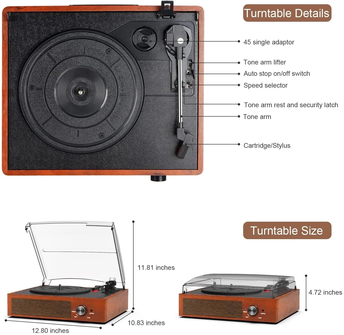 Vinyl Plattenspieler Bluetooth Schallplattenspieler Plattenspieler Lautsprechern