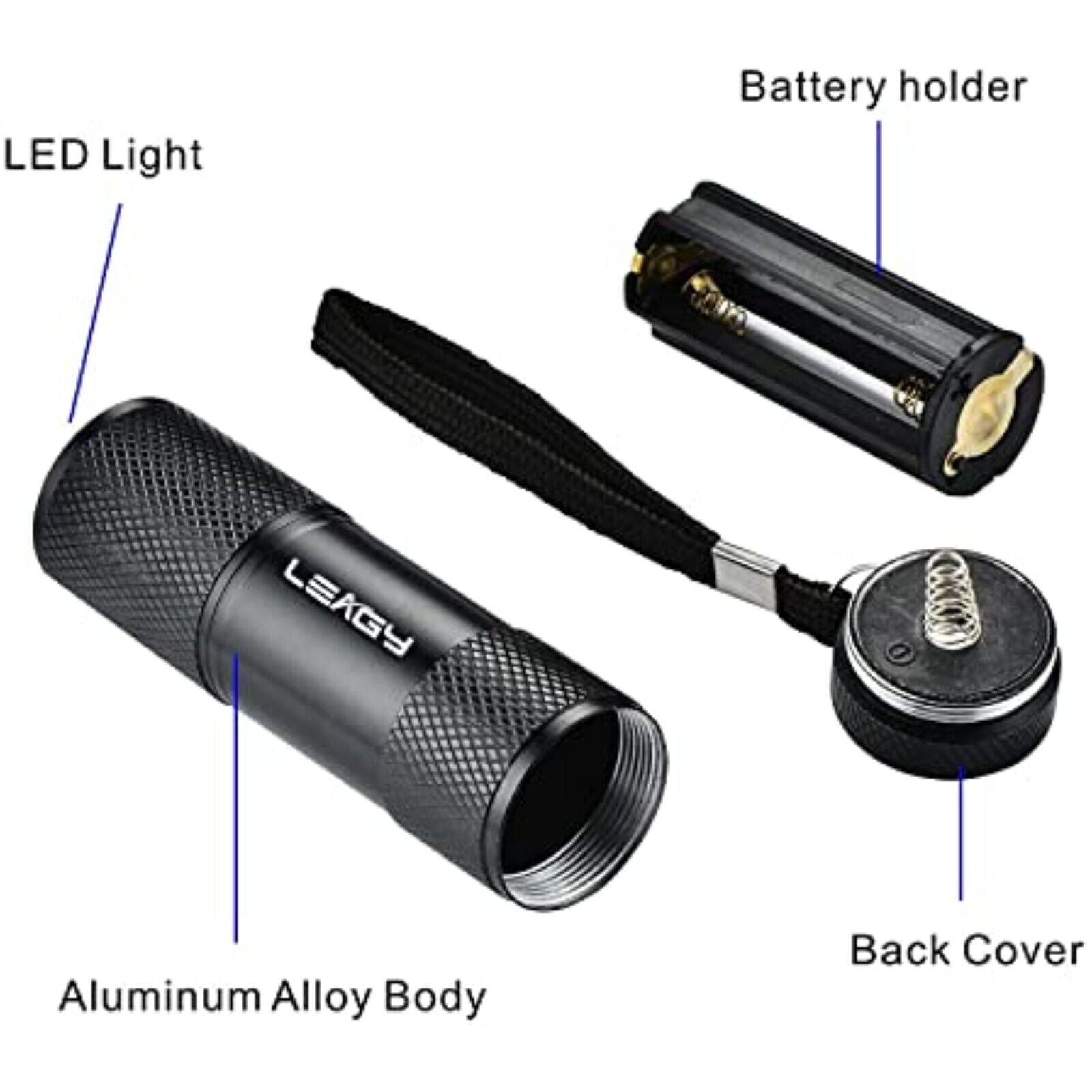 Mini UV Taschenlampe mit 9 LEDs für Ultra Violet Schwarzlicht Geld Urin(Schwarz)