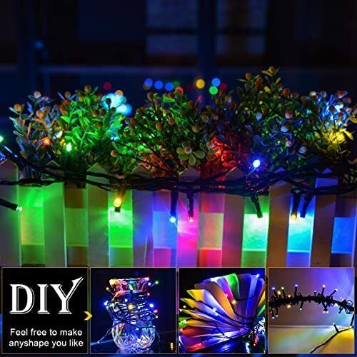 LED Solar Lichterkette 22m 8 modi Kette Weihnachtsbaumkette Außen Garten Party