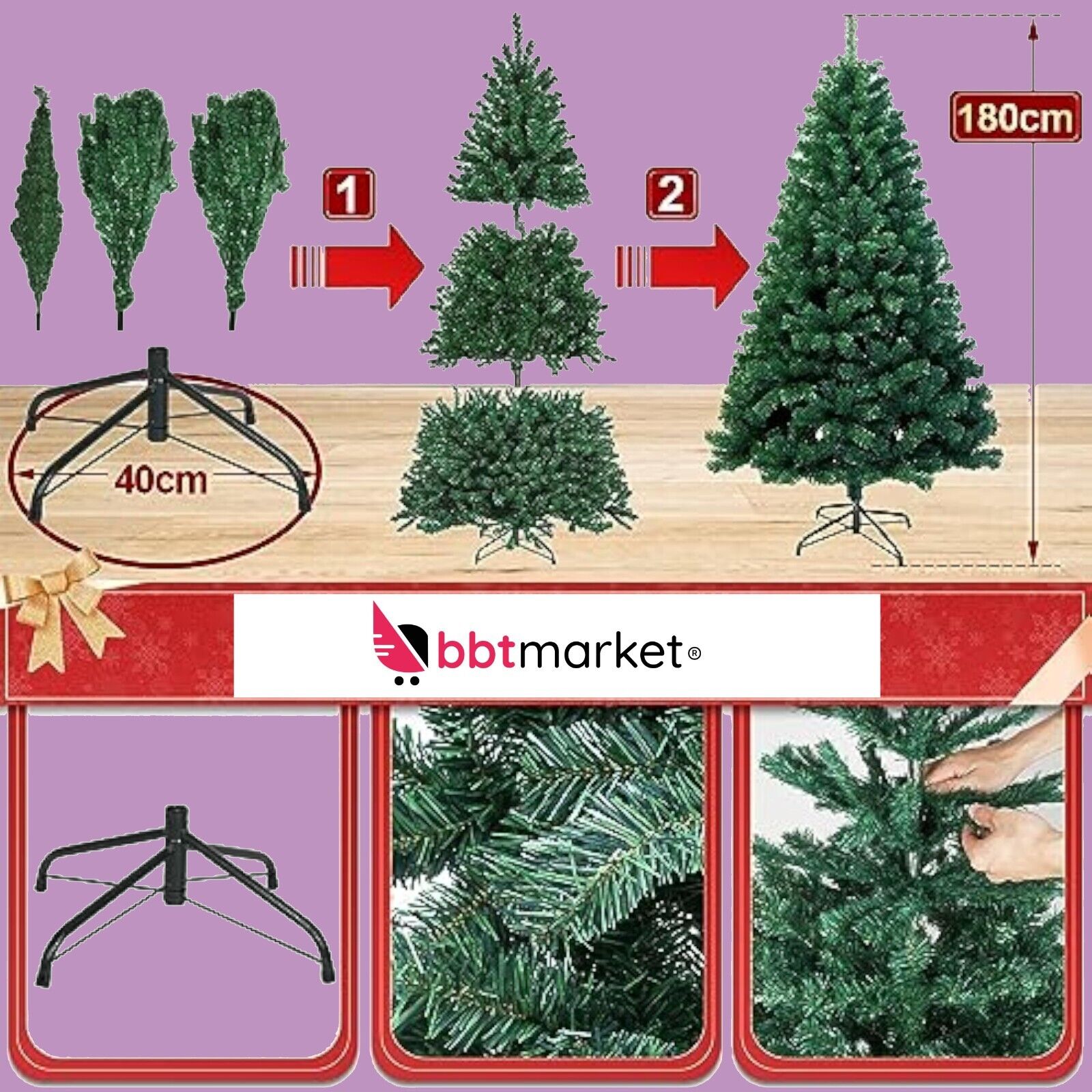 Künstlicher Weihnachtsbaum Kunst Tannenbaum Kunstbaum Christbaum Deko Baum 180CM