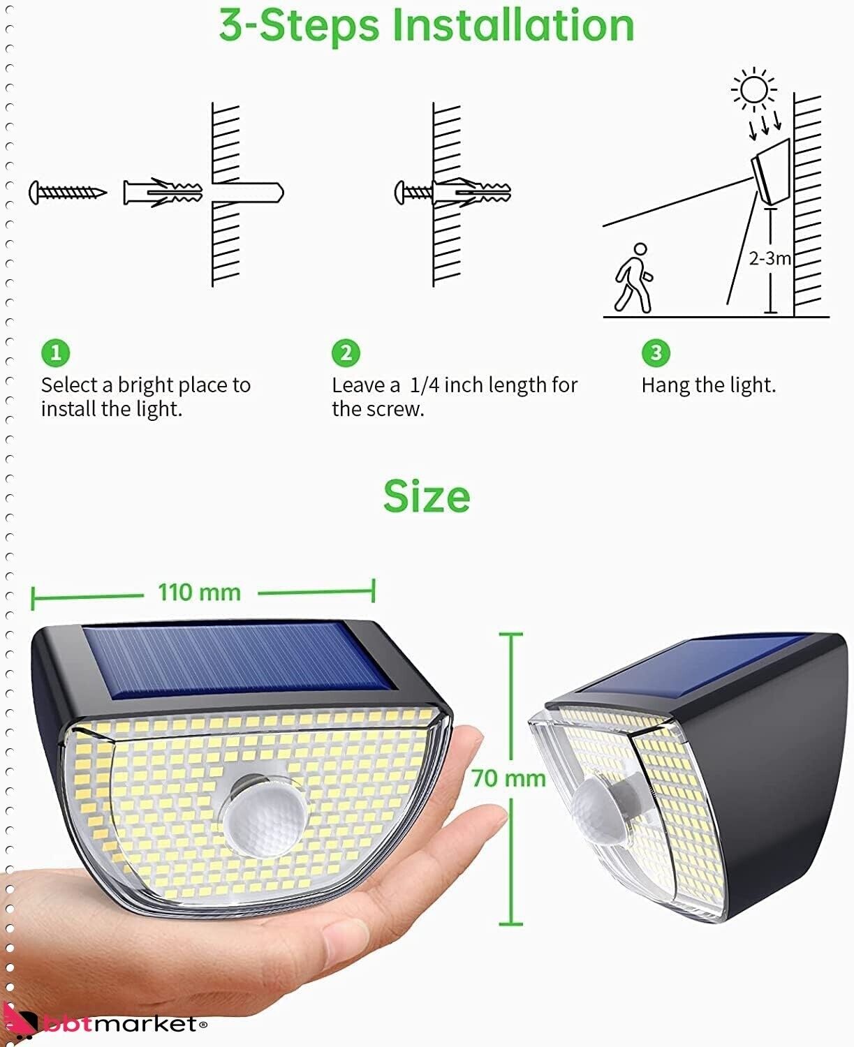 Solarleuchte für Außen 200 LED Solarlampe Außen 180° Superhelle  - 6 Stück-NEU