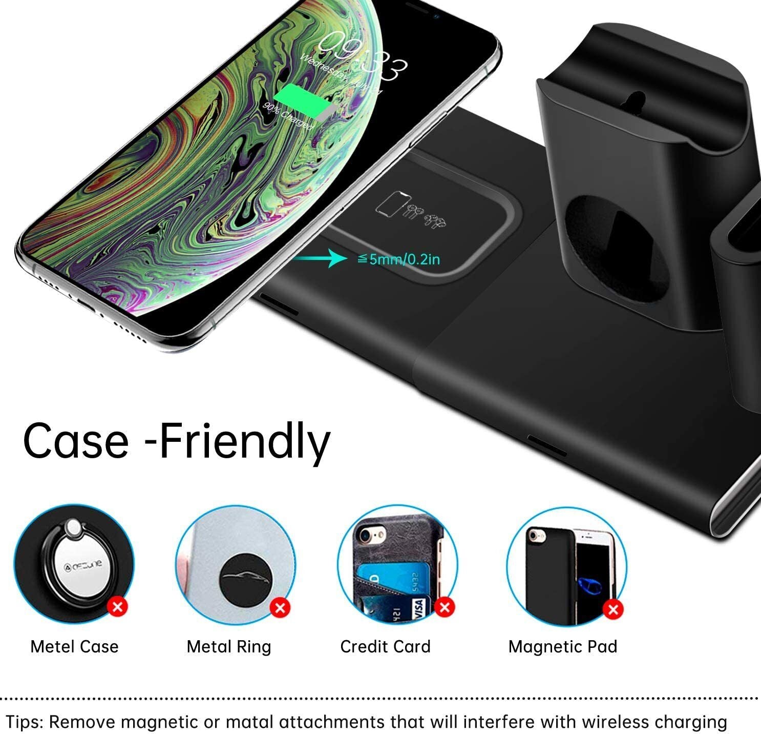 4 in1 QI Wireless Ladegerät Charger Ladestation für Apple Watch /iPhone/Air Pod