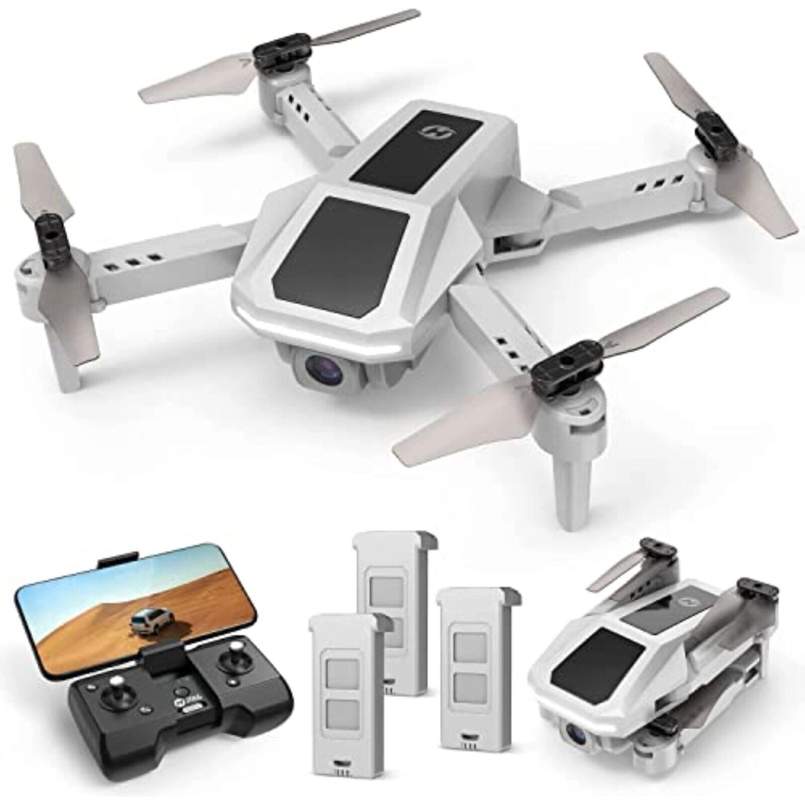 Holy Stone Faltbar FPV RC Drohne mit 1080PKamera Mini Selfie Quadrocopter 3 Akku