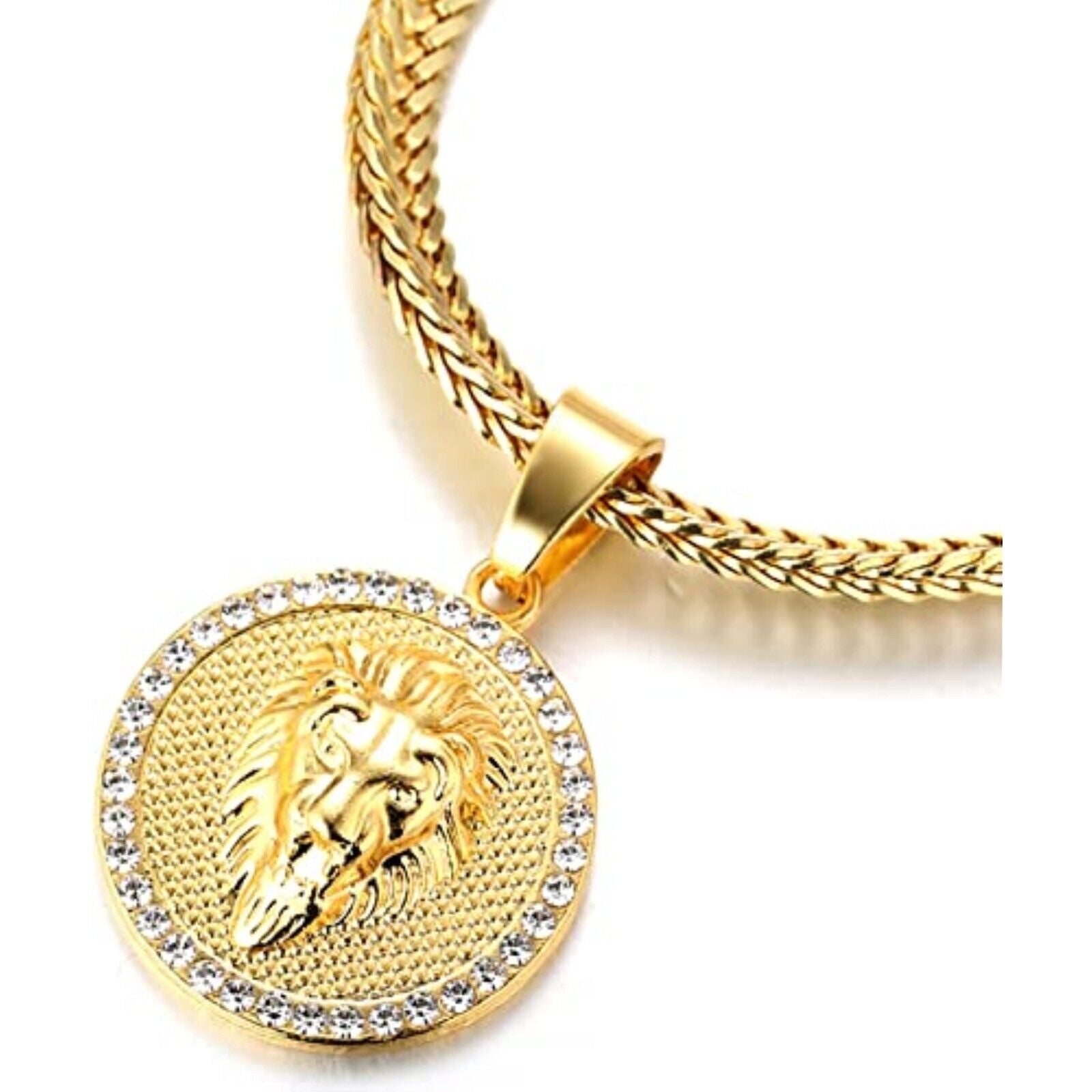"Kings Landing" Halskette mit Löwen-Anhänger, 18 kt echt vergoldet Fuchsschwanze