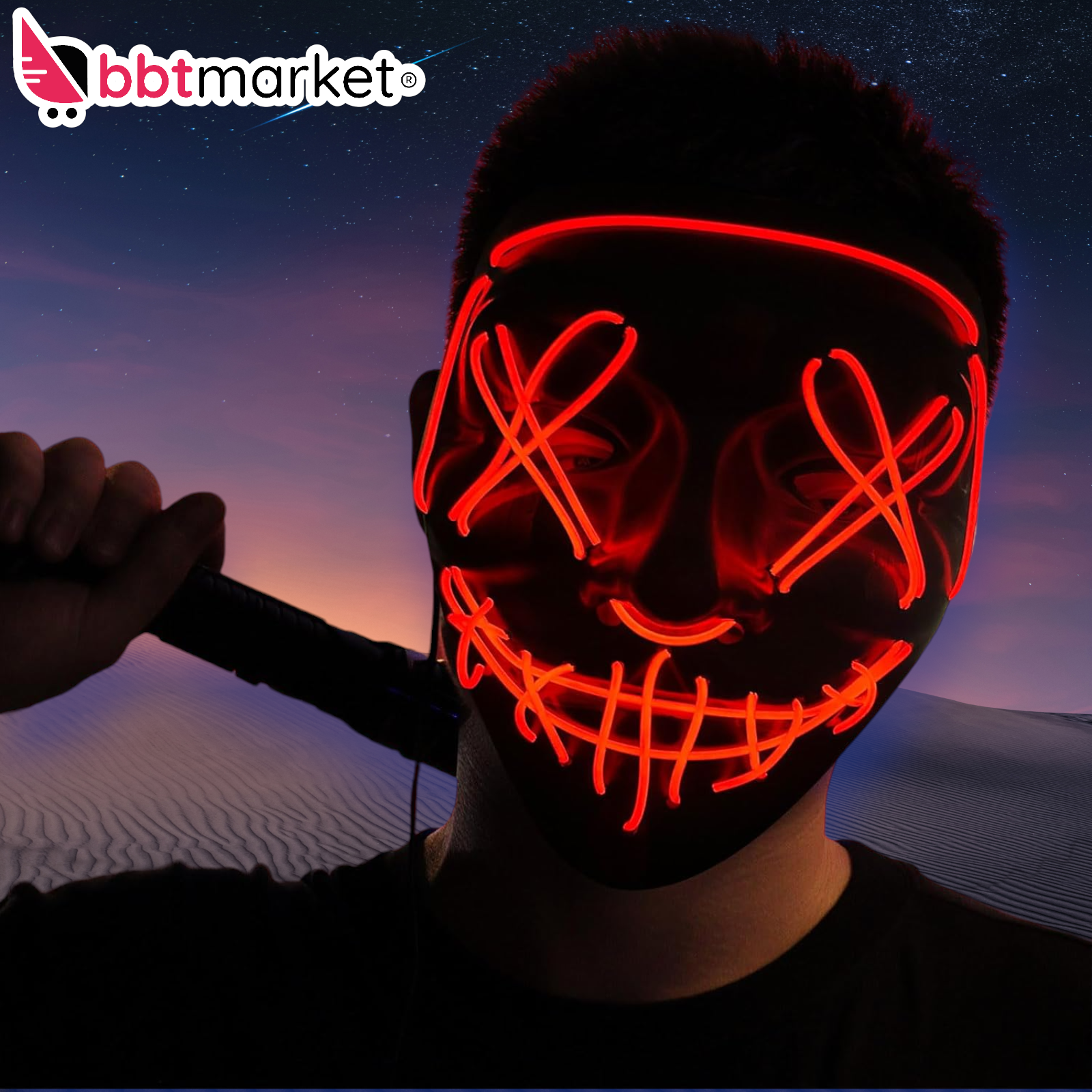 Halloween Purge Maske, Horror LED Leucht Maske Party Leucht Maske für Karneval